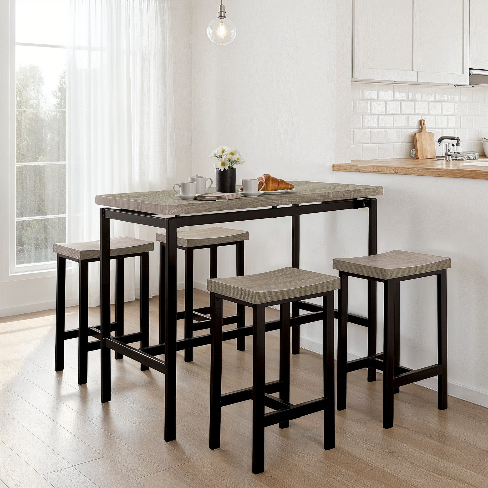 Roermond Contemporary Dining Set, 5 Pieces