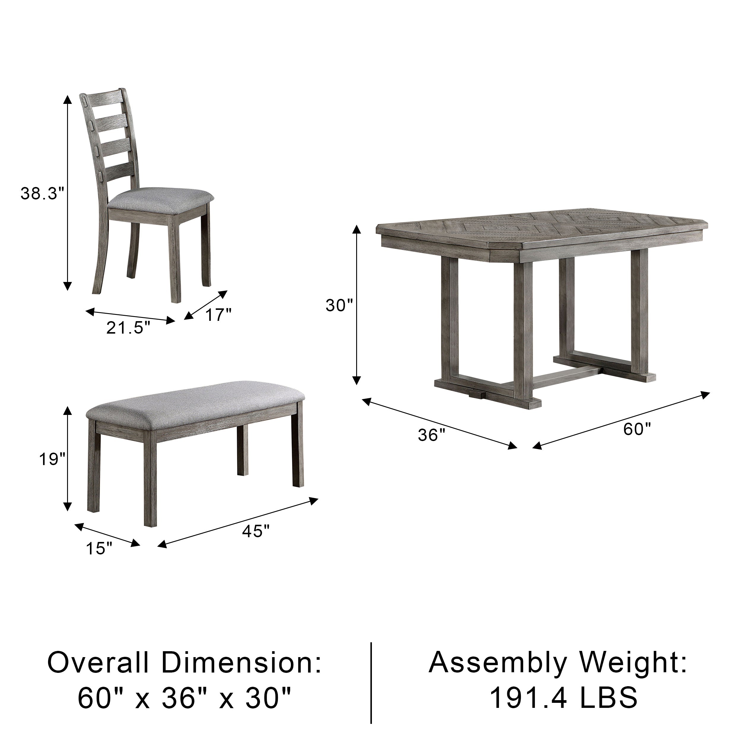 Valenza Rustic Dining Set, 6 Pieces