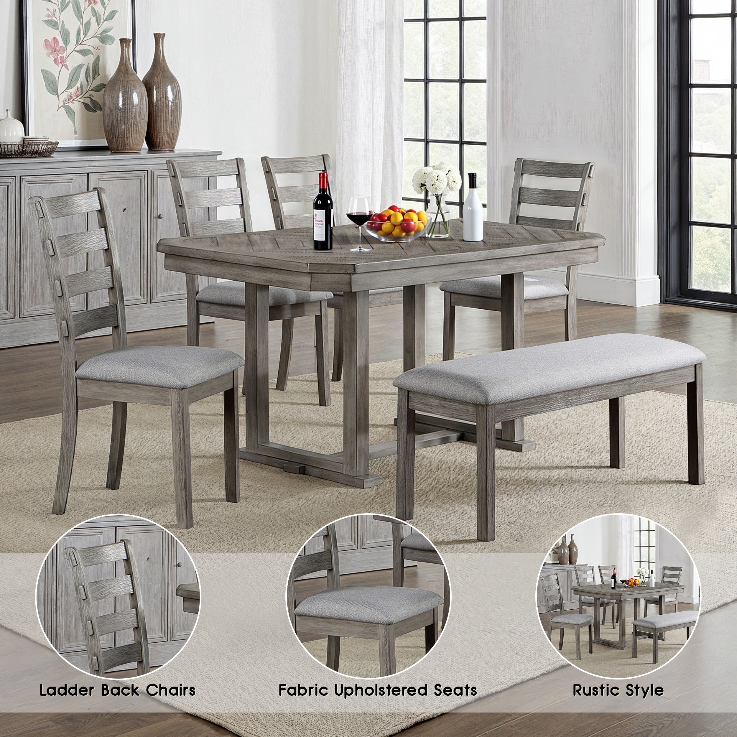 Valenza Rustic Dining Set, 6 Pieces