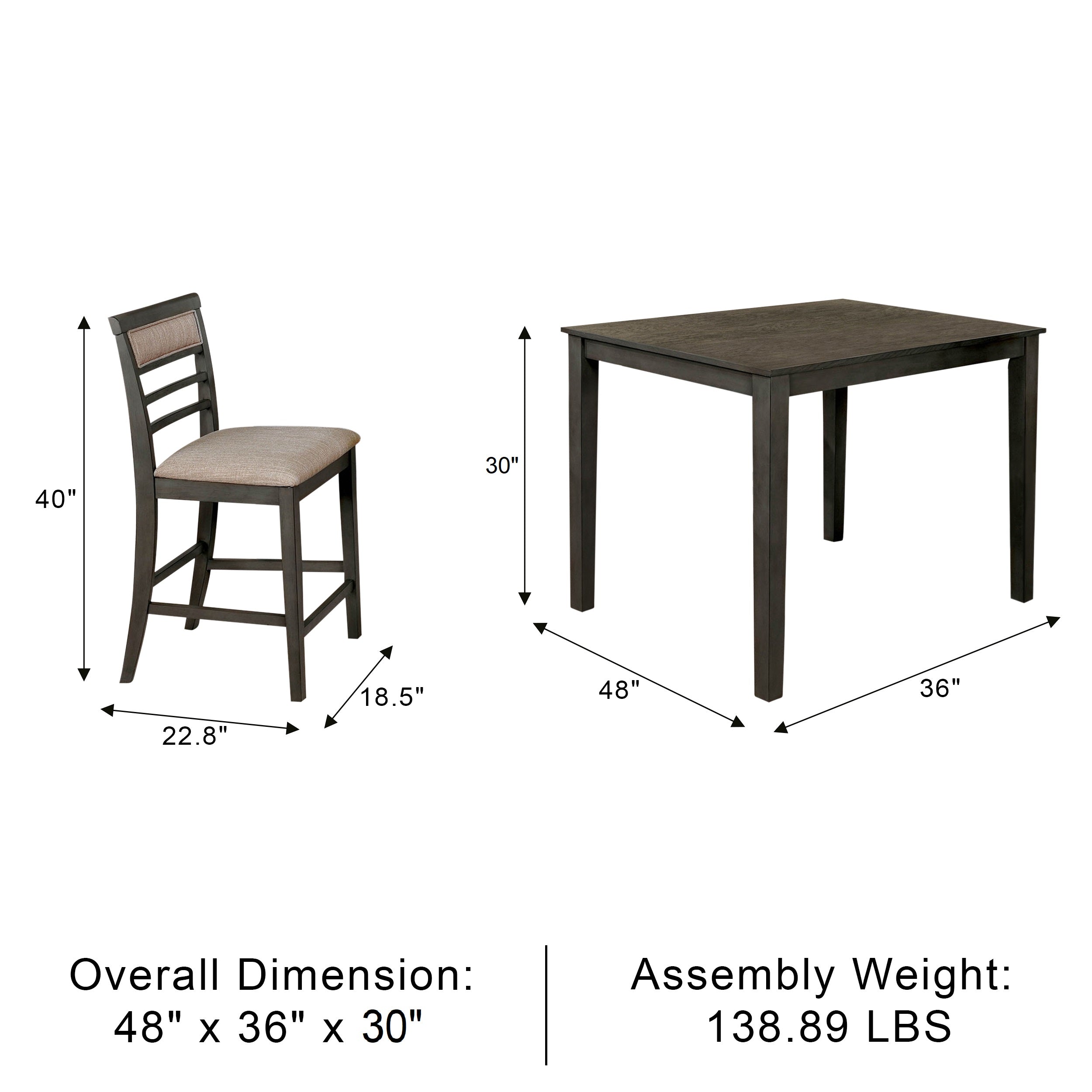 Ragnold Transitional Dining Set, 5 Pieces