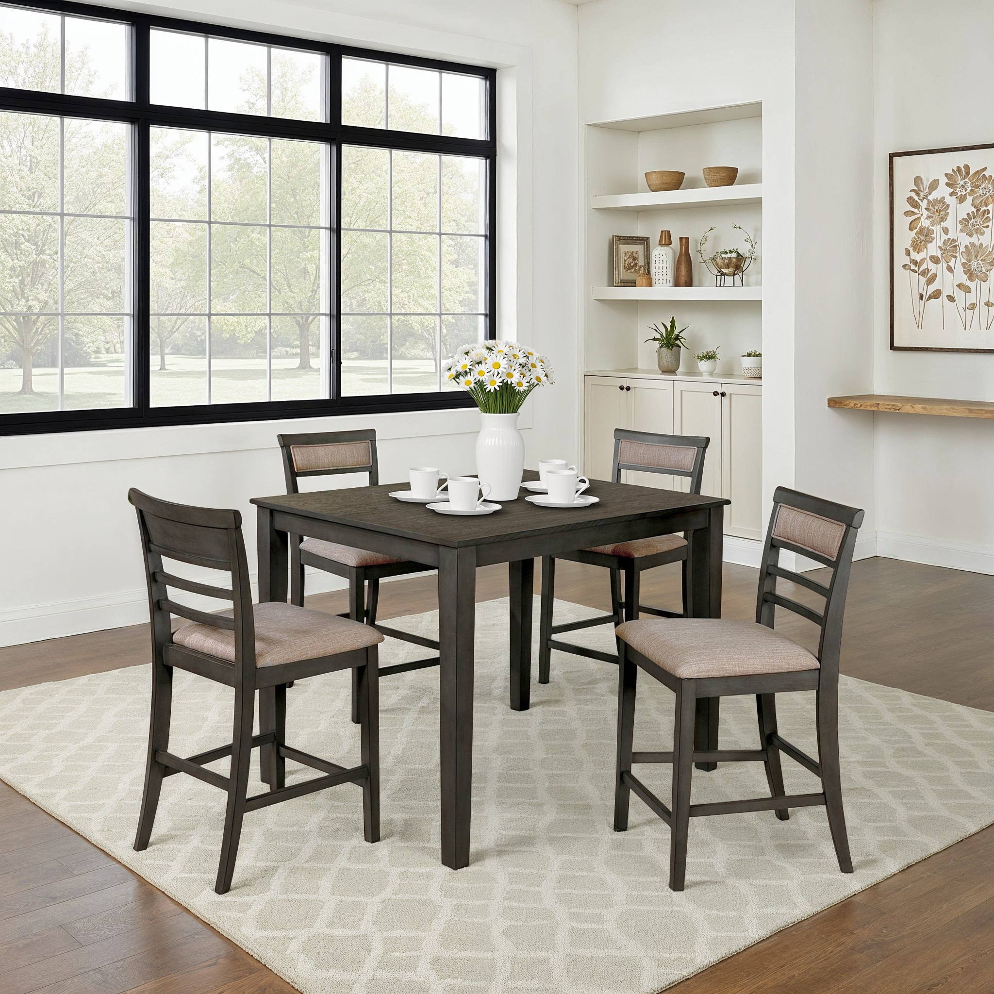 Ragnold Transitional Dining Set, 5 Pieces