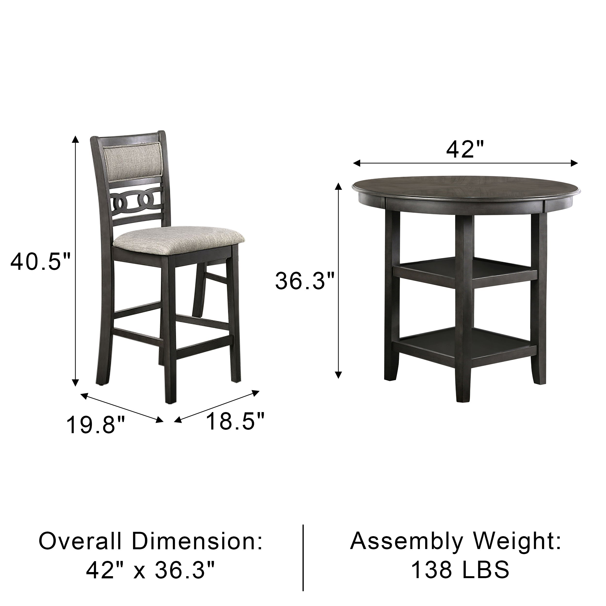 Mira Transitional Dining Set, 5 Pieces