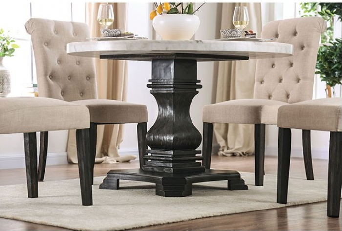 Elfredo 5-Piece Genuine Marble Round Table Dining Room Set
