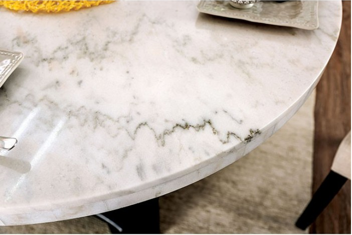 Elfredo 5-Piece Genuine Marble Round Table Dining Room Set