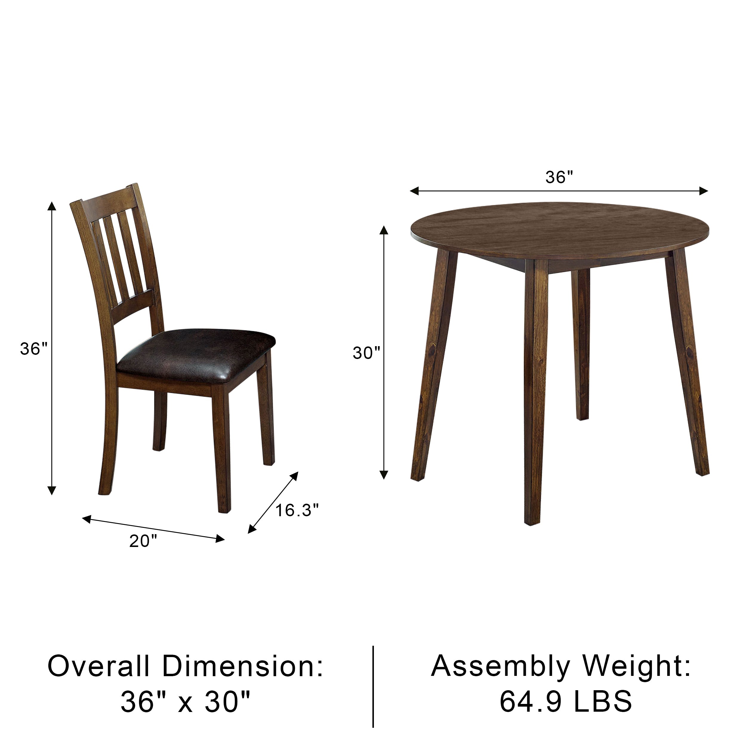 Ashmont Transitional Dining Set, 3 Pieces