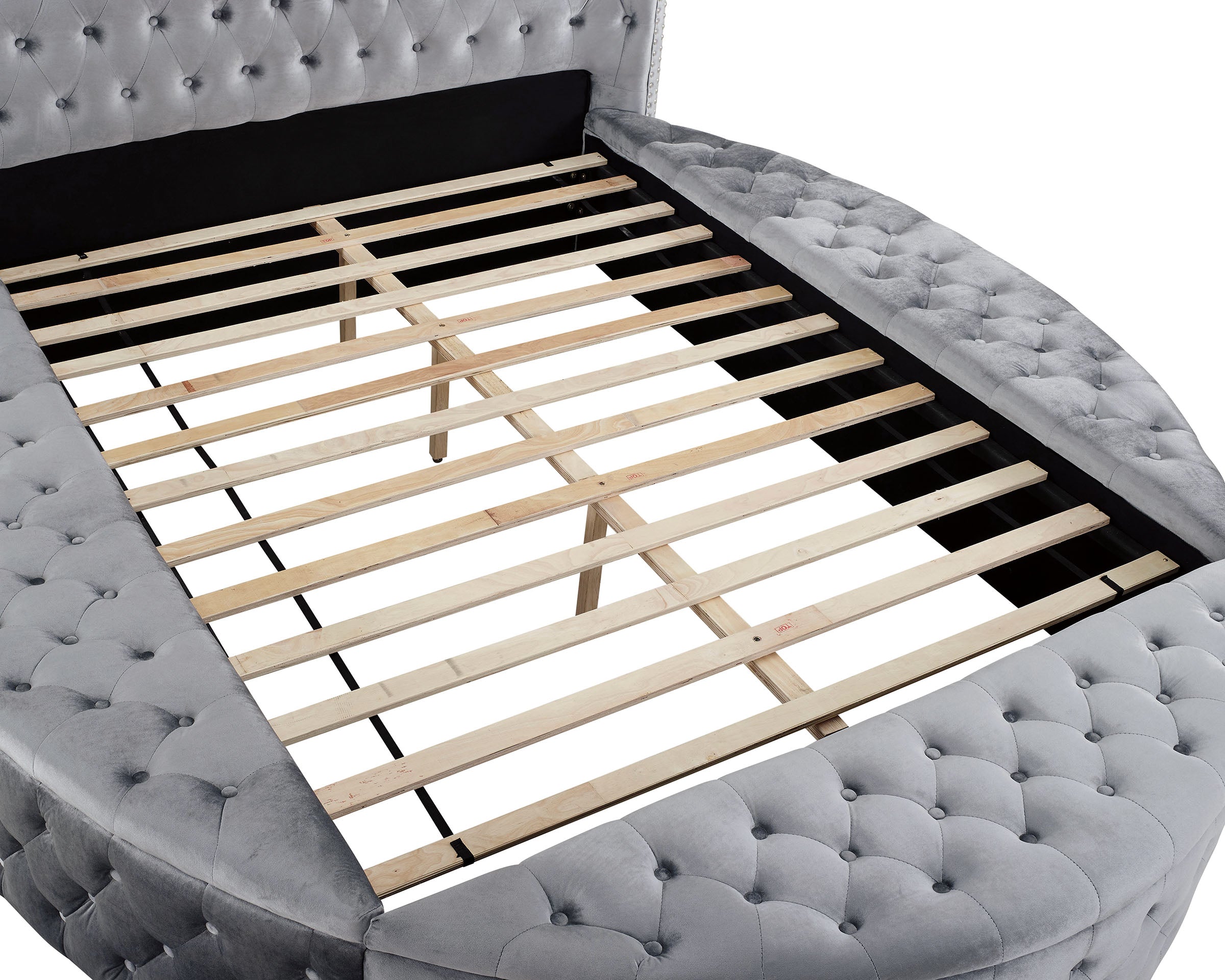 Velvora Platform Bed Frame with Storage Compartments, USB Ports & Wingback Tufted Headboard