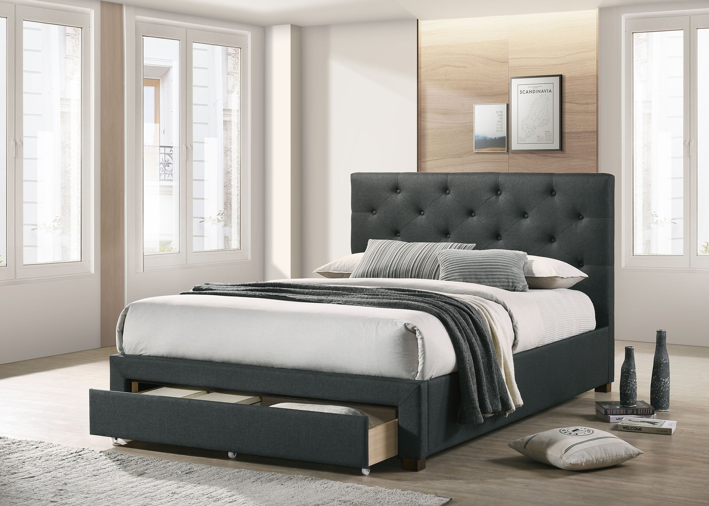 Oslo Transitional Upholstered Storage Platform Bed