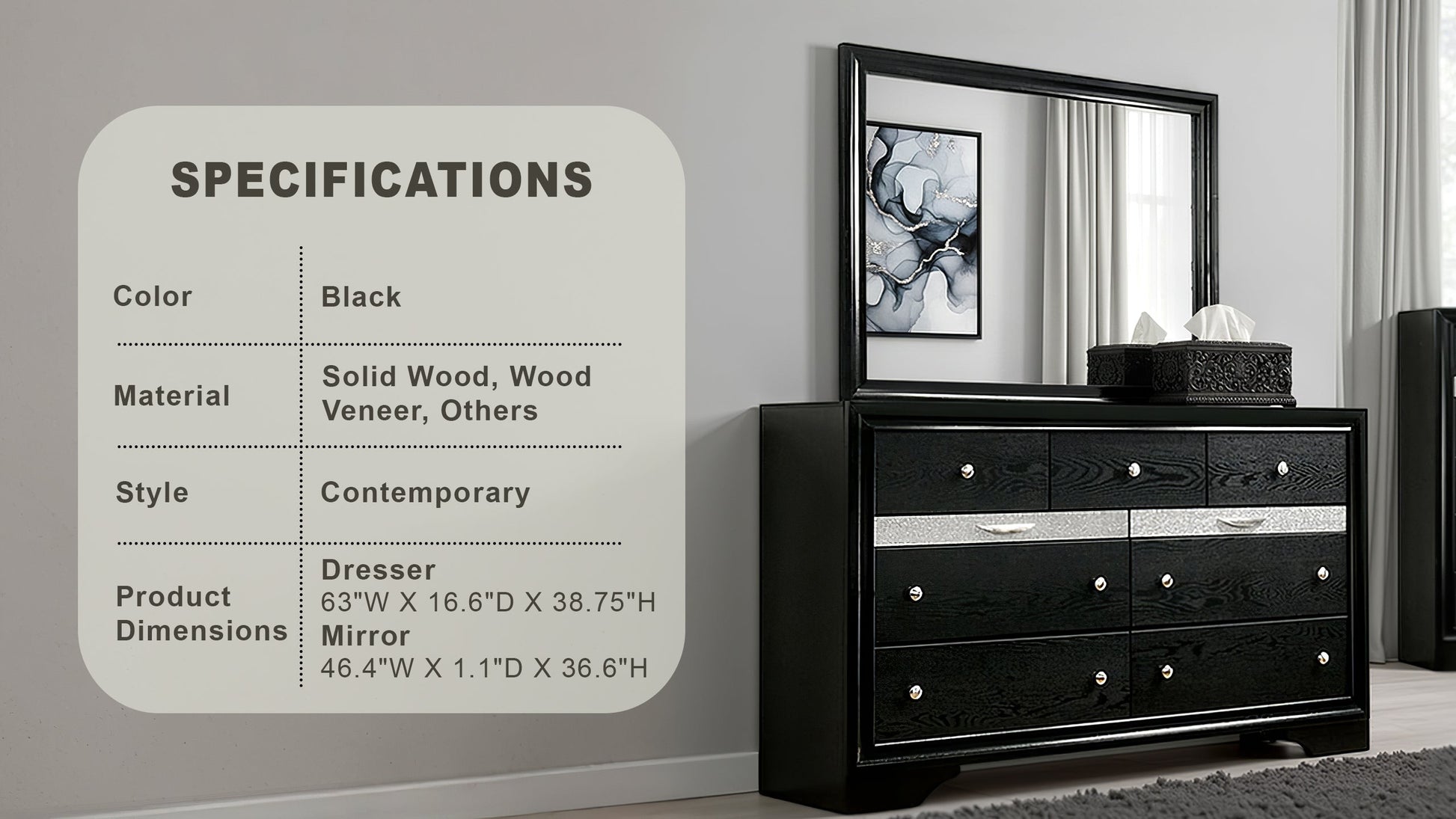 contemporary black dresser Livia Contemporary Dresser