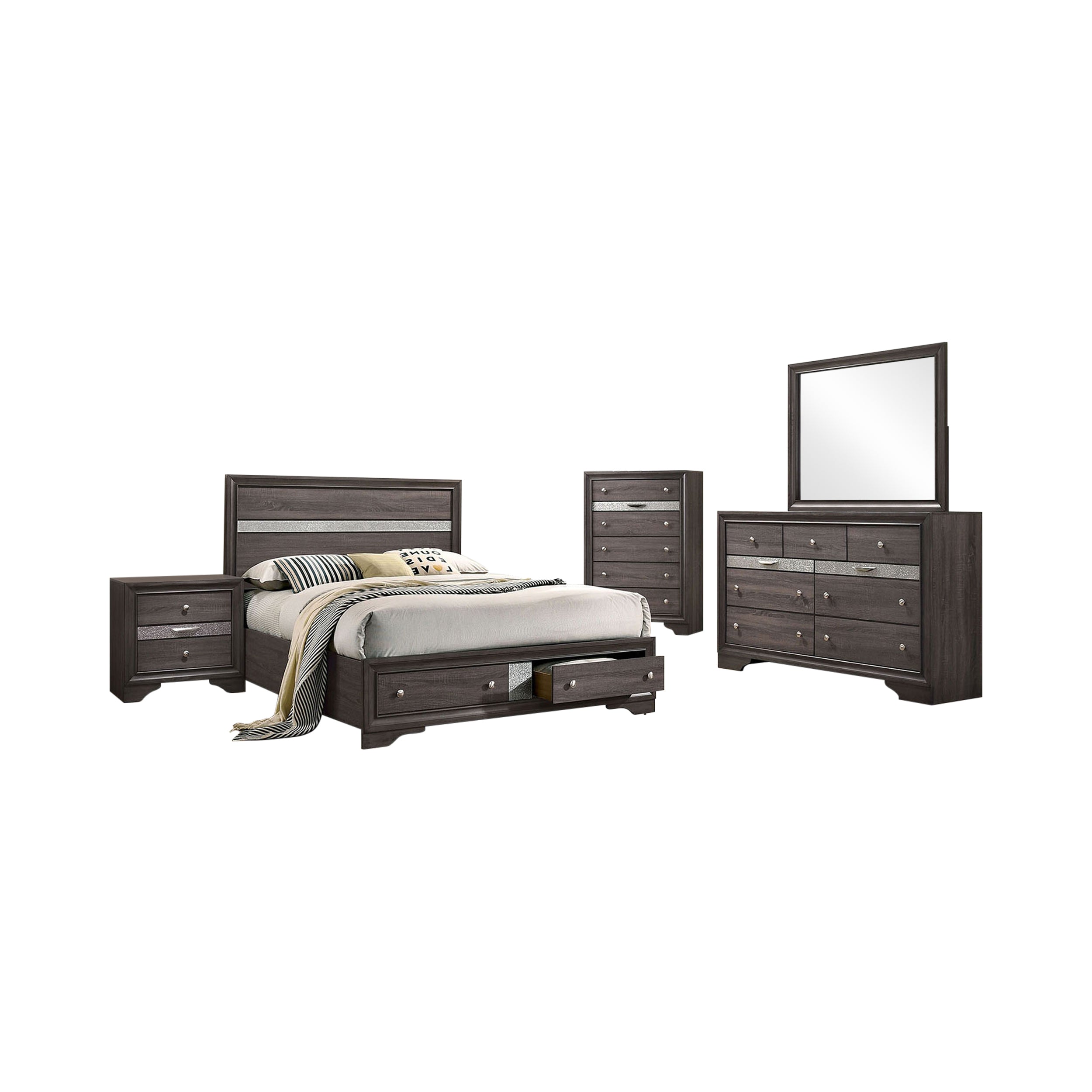 Livia Contemporary Bedroom Set, 5 Pieces