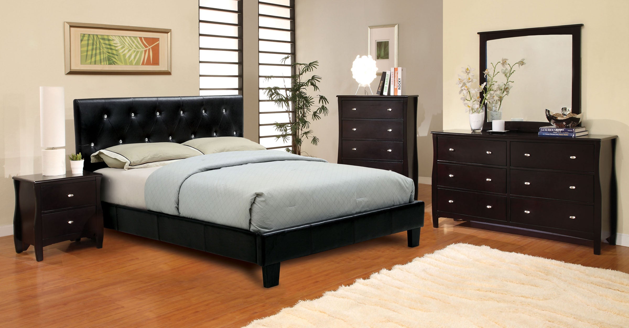 Velen Modern Upholstered Bed Frame with Tufted Headboard