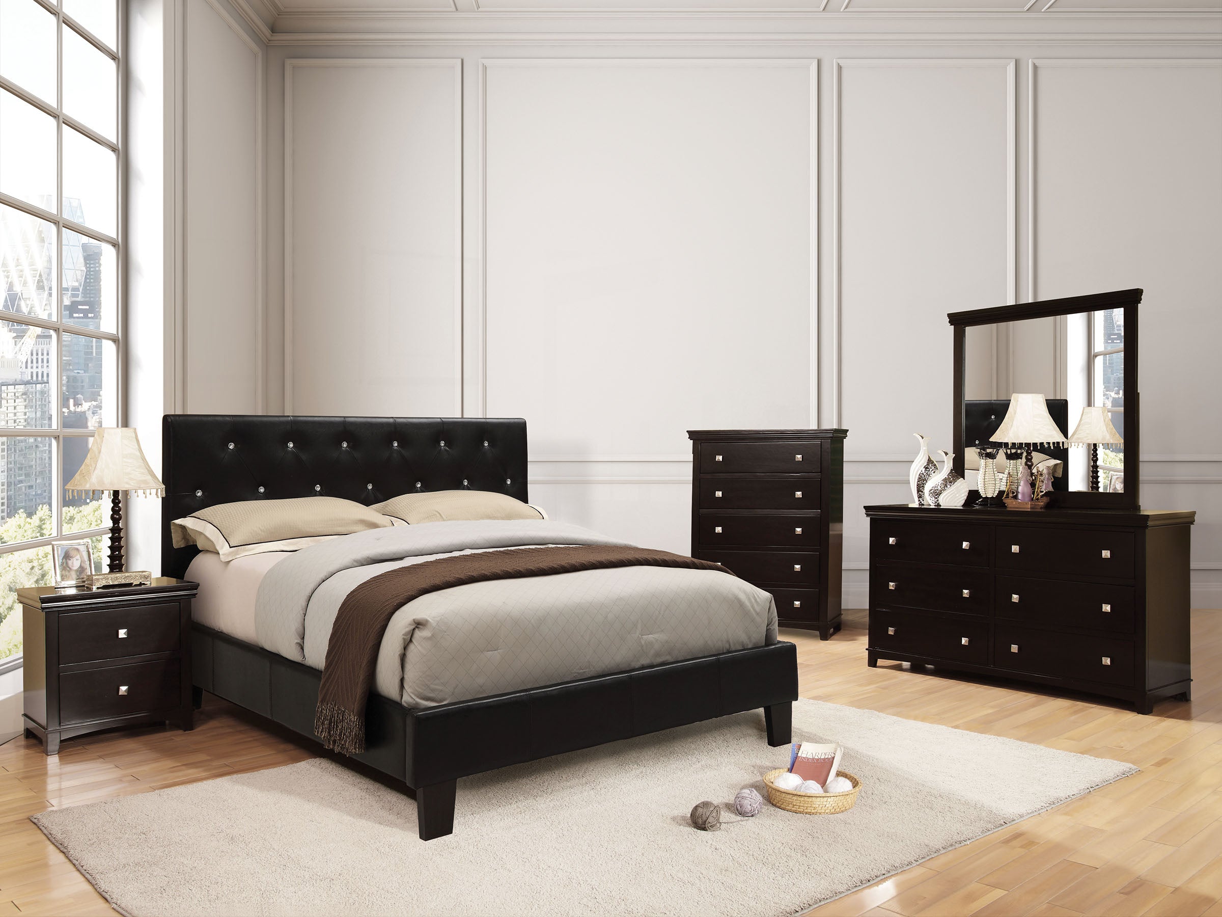 Velen Modern Upholstered Bed Frame with Tufted Headboard