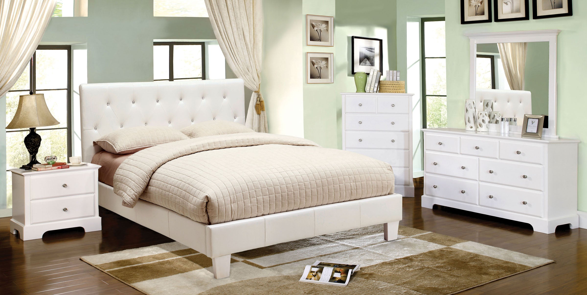 Velen Modern Upholstered Bed Frame with Tufted Headboard