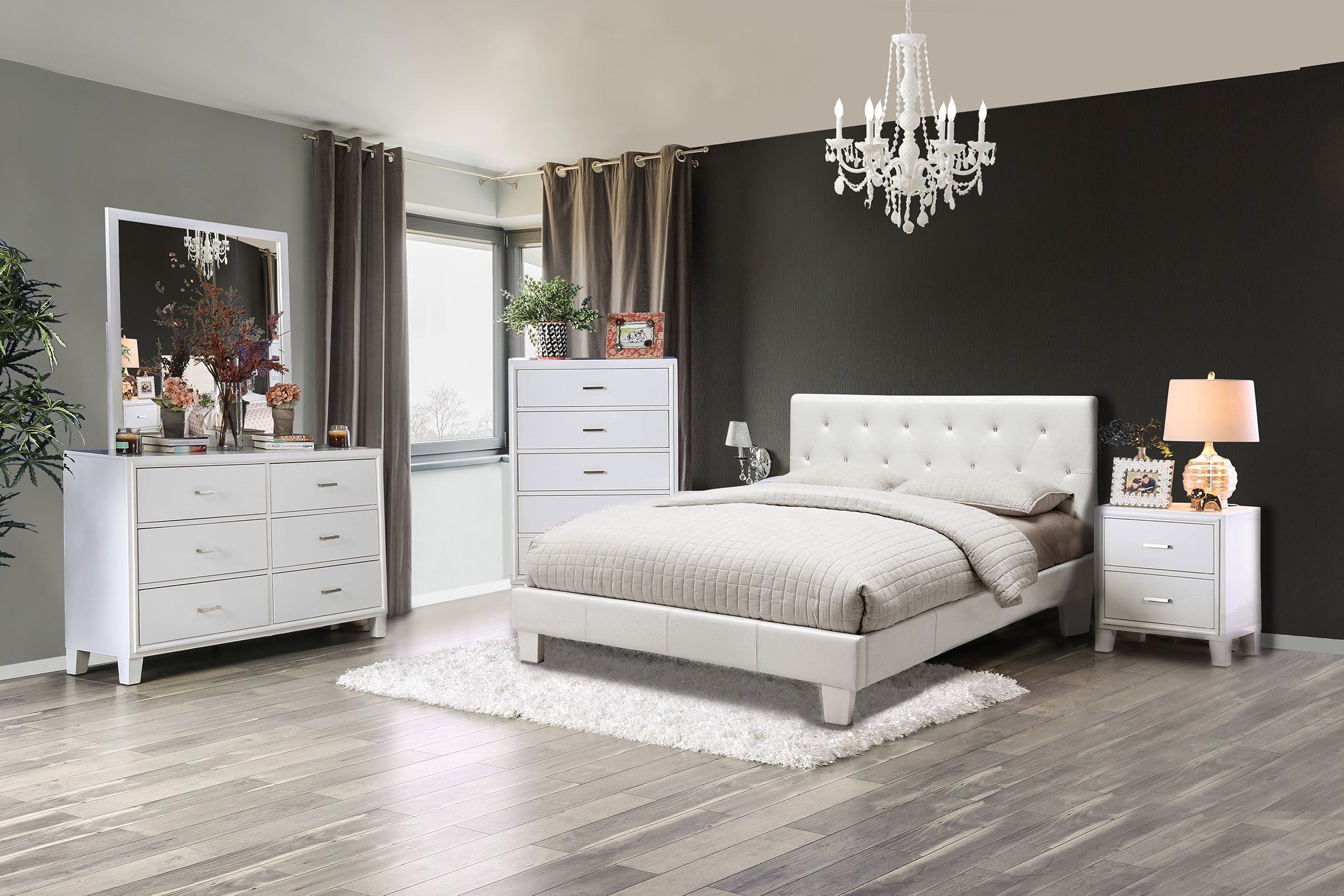 Velen Modern Upholstered Bed Frame with Tufted Headboard