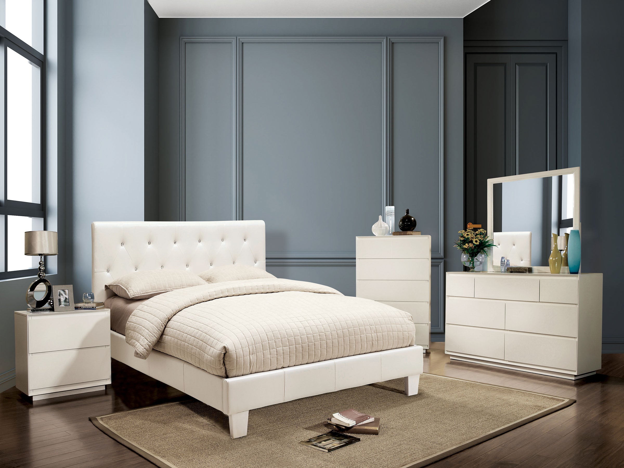 Velen Modern Upholstered Bed Frame with Tufted Headboard