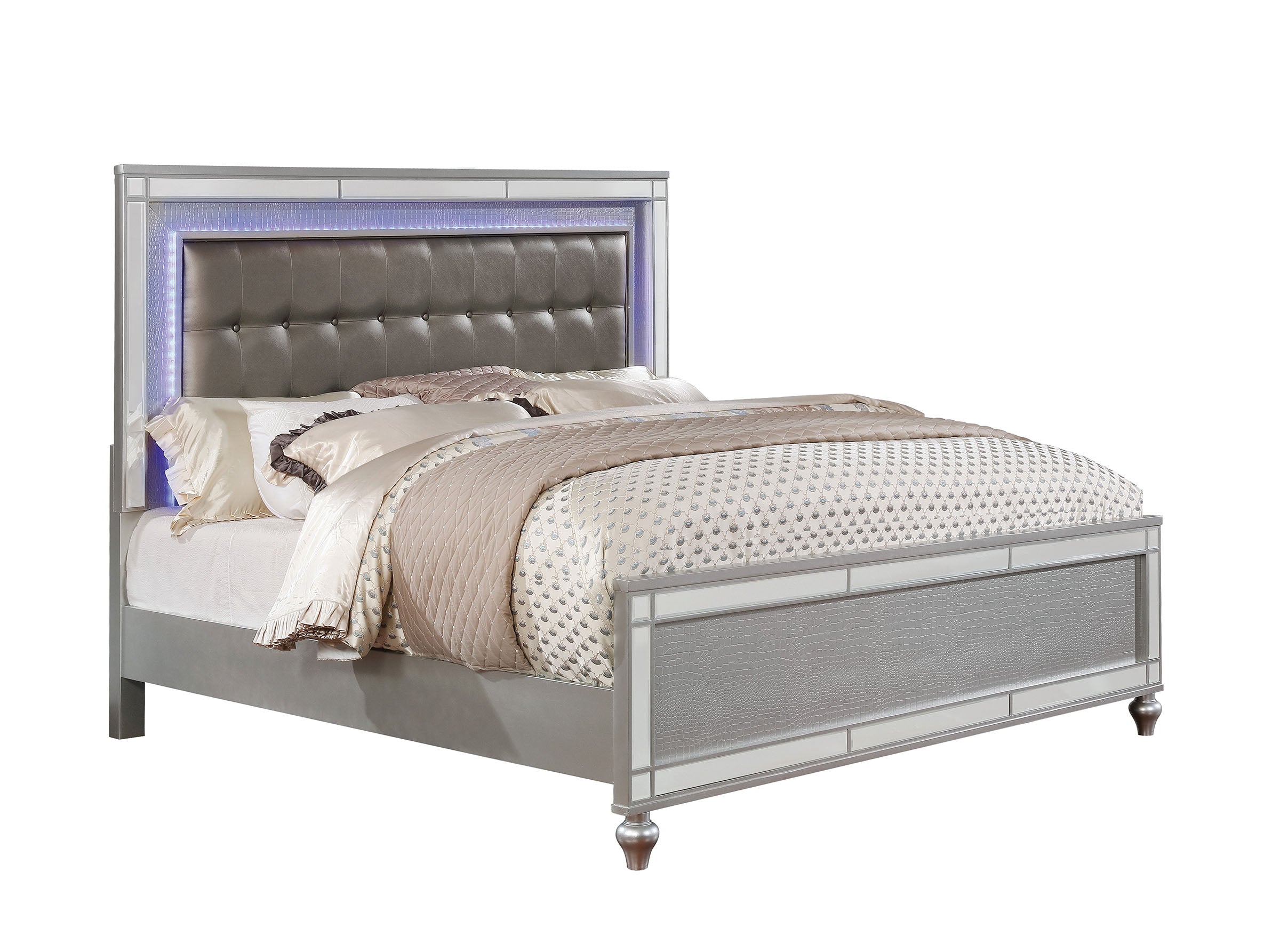 Vienna Contemporary Glam Silver 4-Piece Bedroom Set