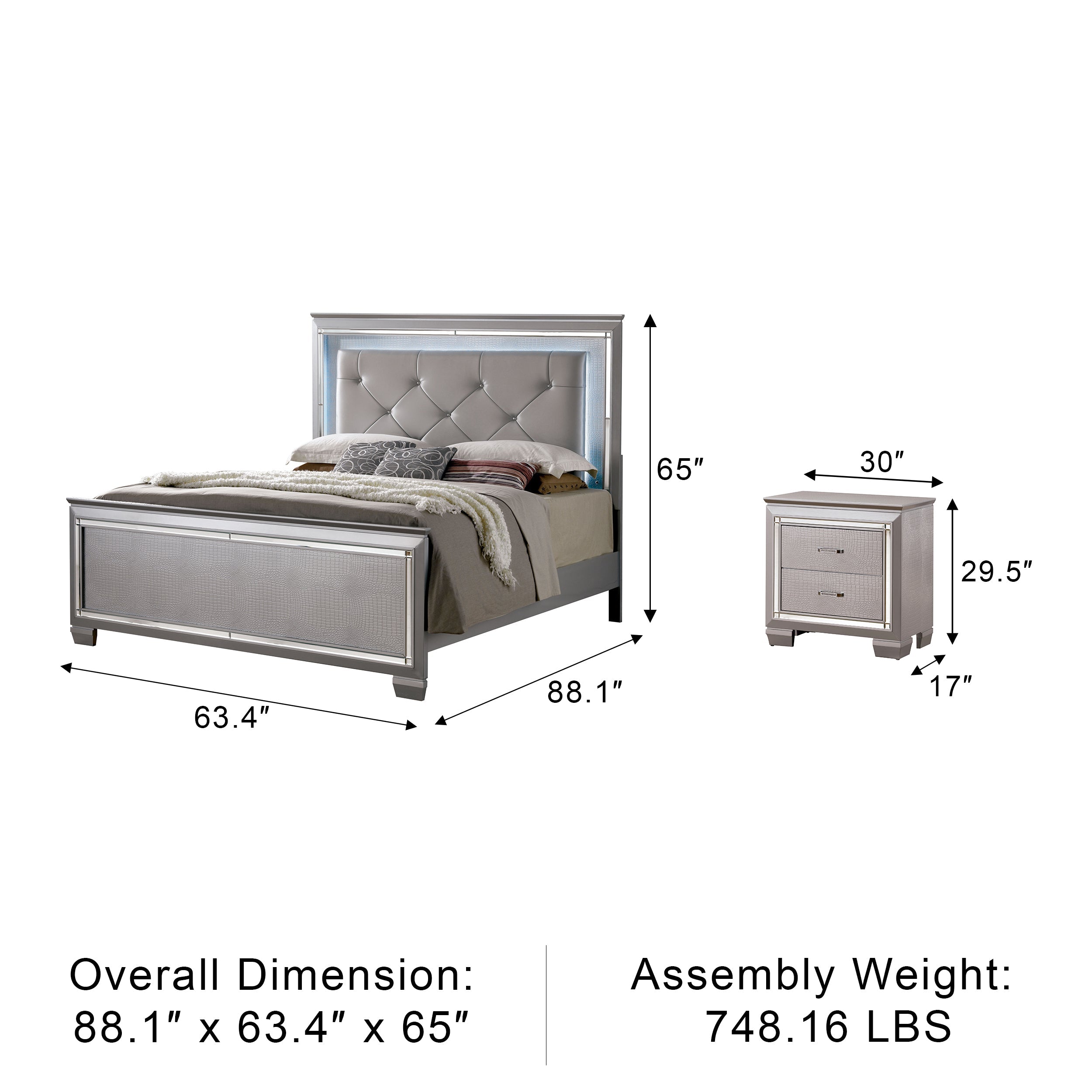 Allegra Contemporary Bedroom Set, 5 Pieces