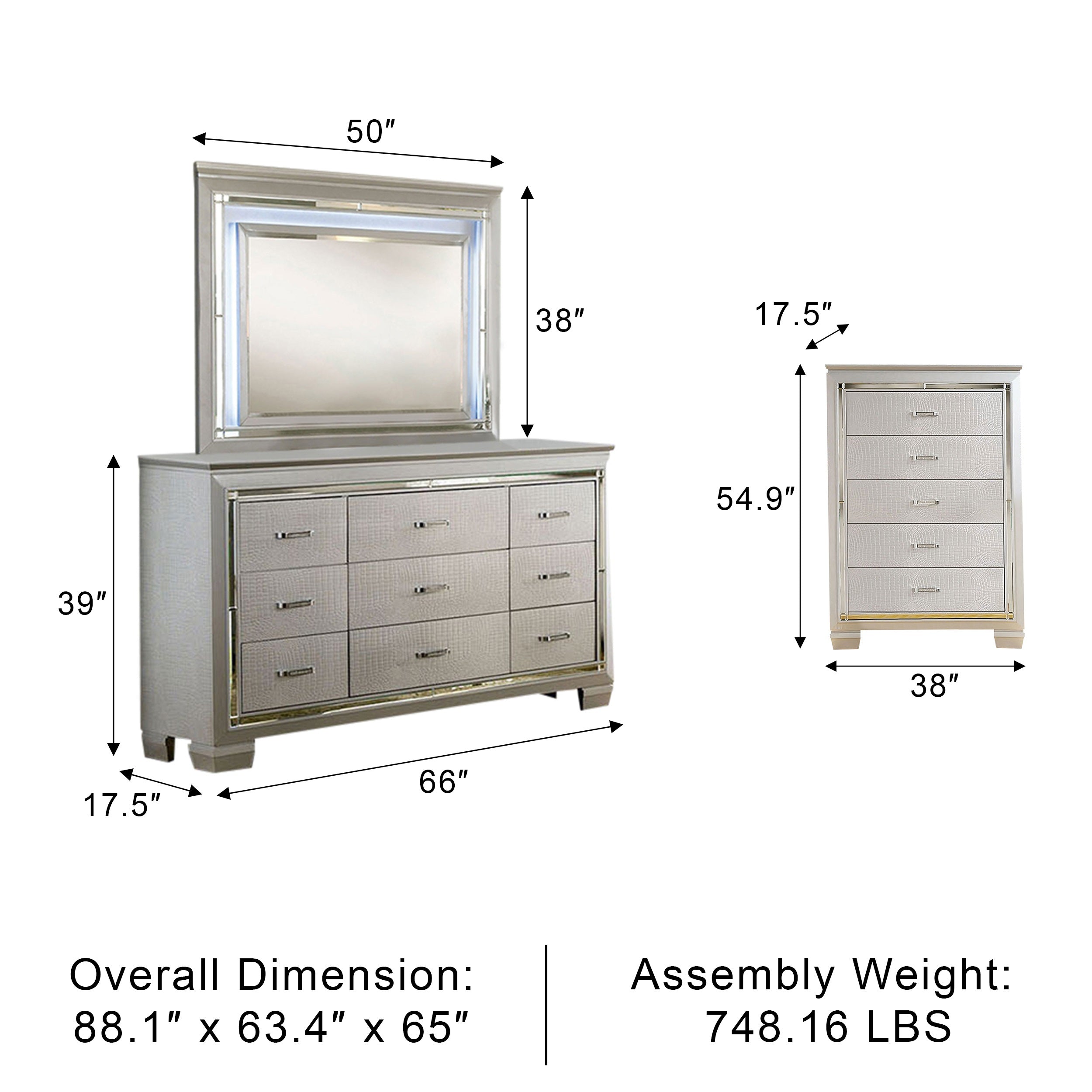 Allegra Contemporary Bedroom Set, 5 Pieces