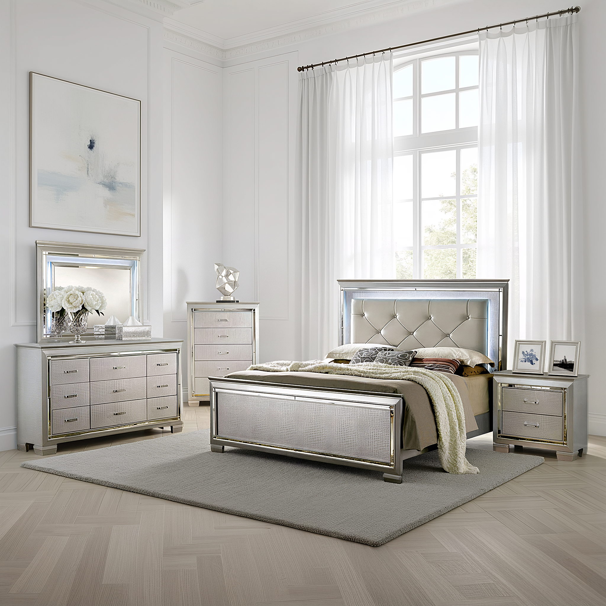 Allegra Contemporary Bedroom Set, 5 Pieces