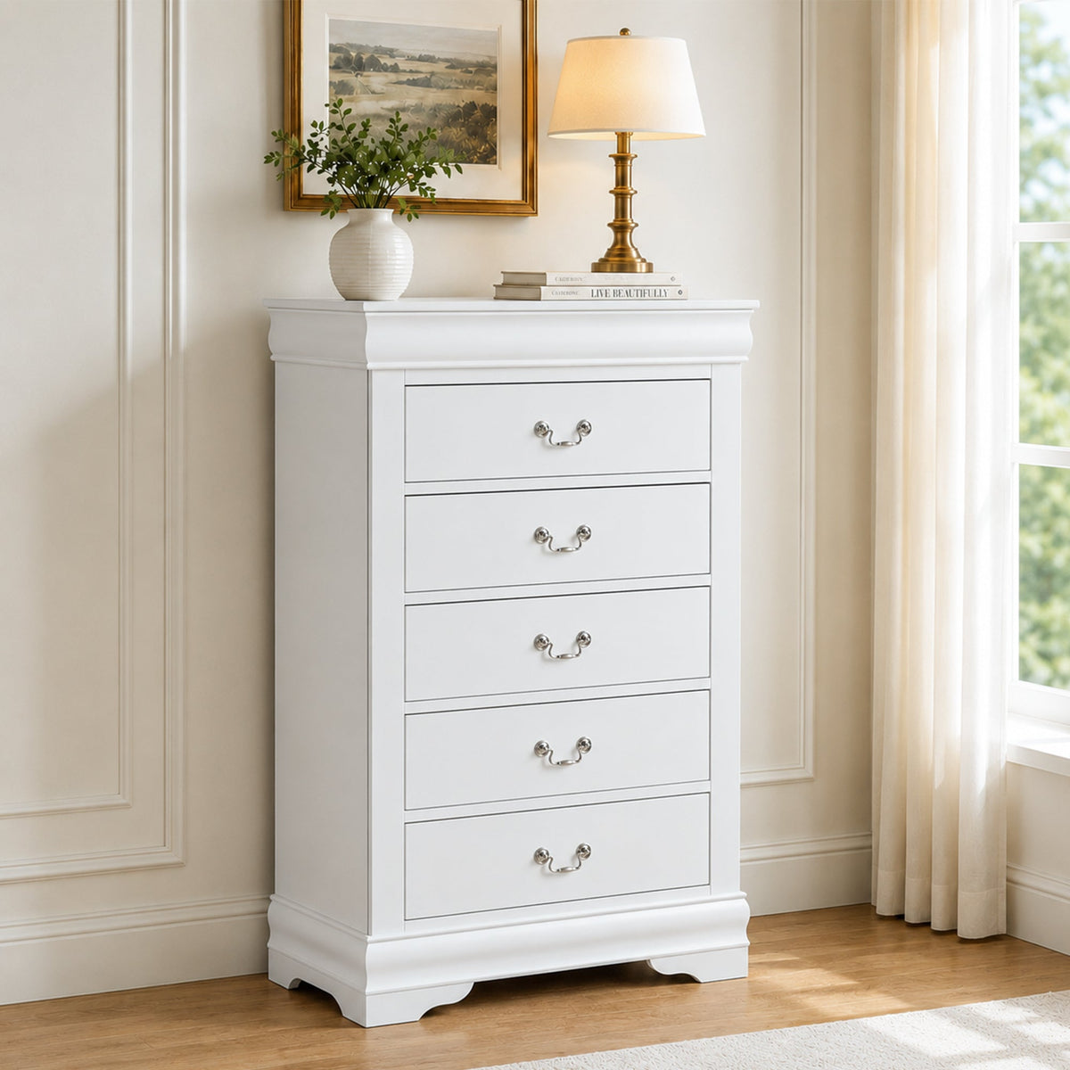 3-Piece Transitional Bedroom Storage Set with Nightstand, Chest & Dresser (Mirror Optional)