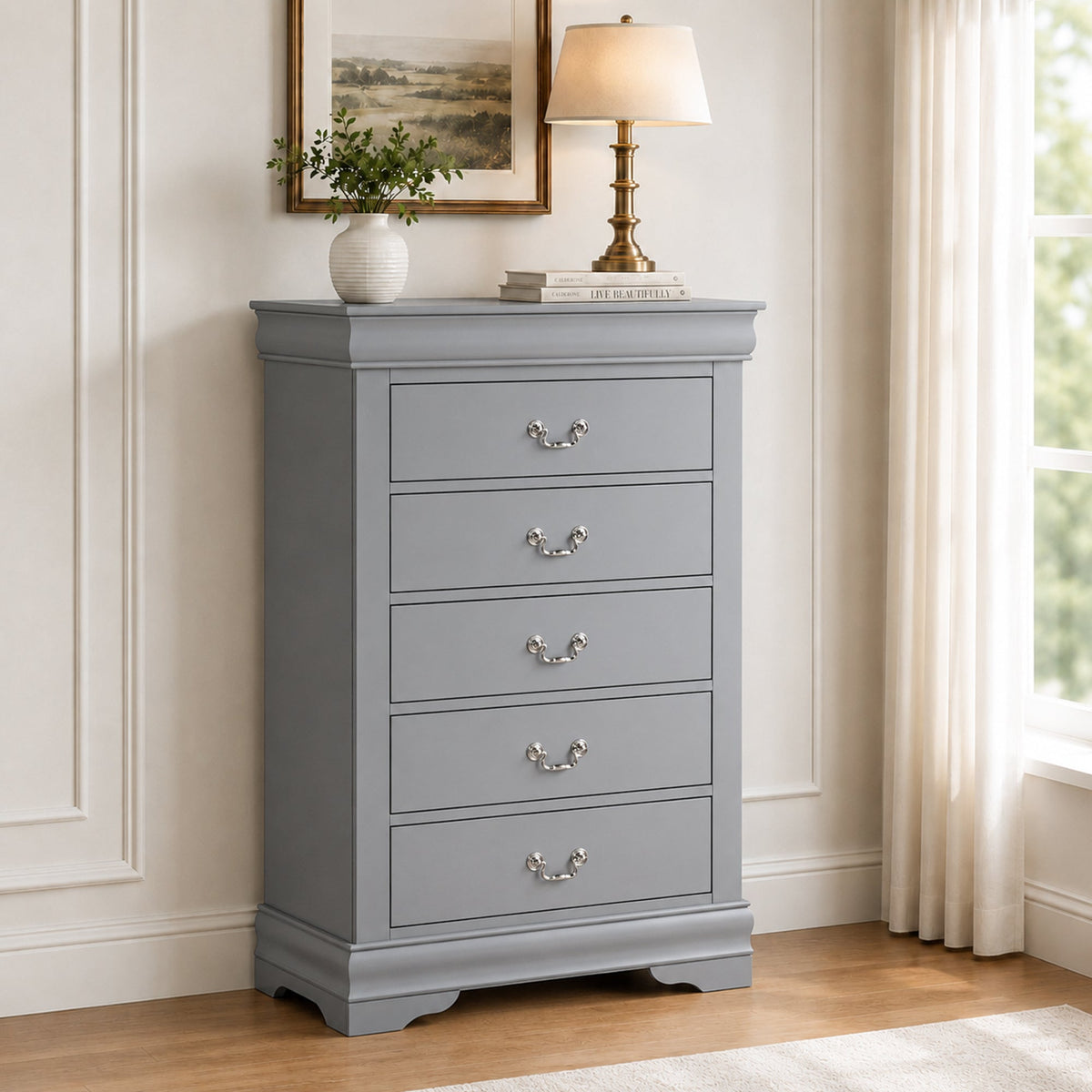 3-Piece Transitional Bedroom Storage Set with Nightstand, Chest & Dresser (Mirror Optional)