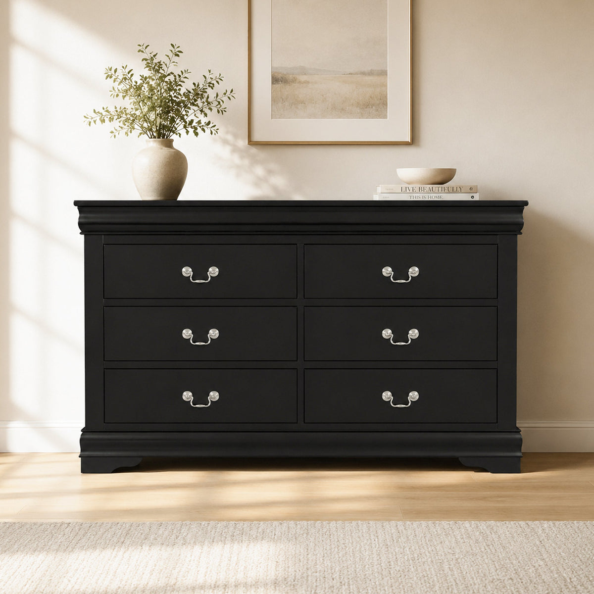 3-Piece Transitional Bedroom Storage Set with Nightstand, Chest & Dresser (Mirror Optional)