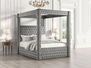 Etherea Luxury Glam Velvet Upholstered Canopy Platform Bed