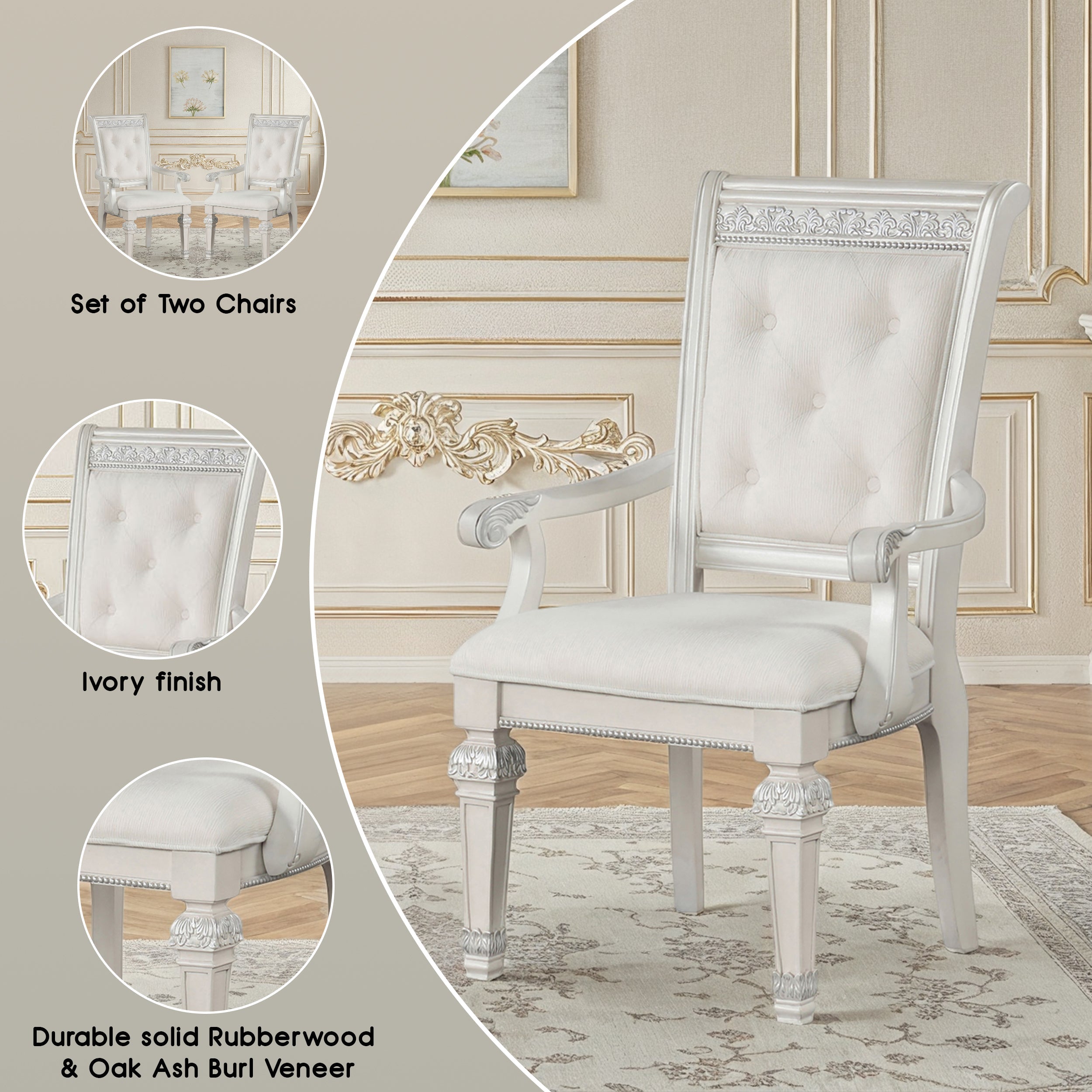 Lucia Di Notte Traditional Arm Chair, Set of 2