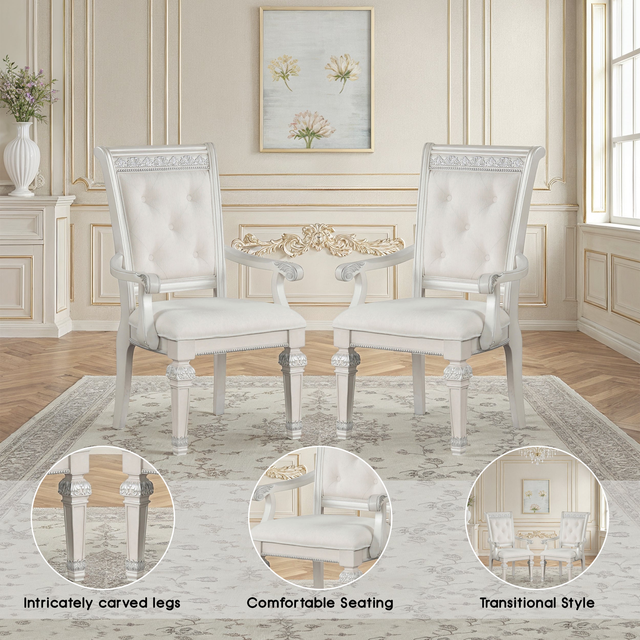 Lucia Di Notte Traditional Arm Chair, Set of 2