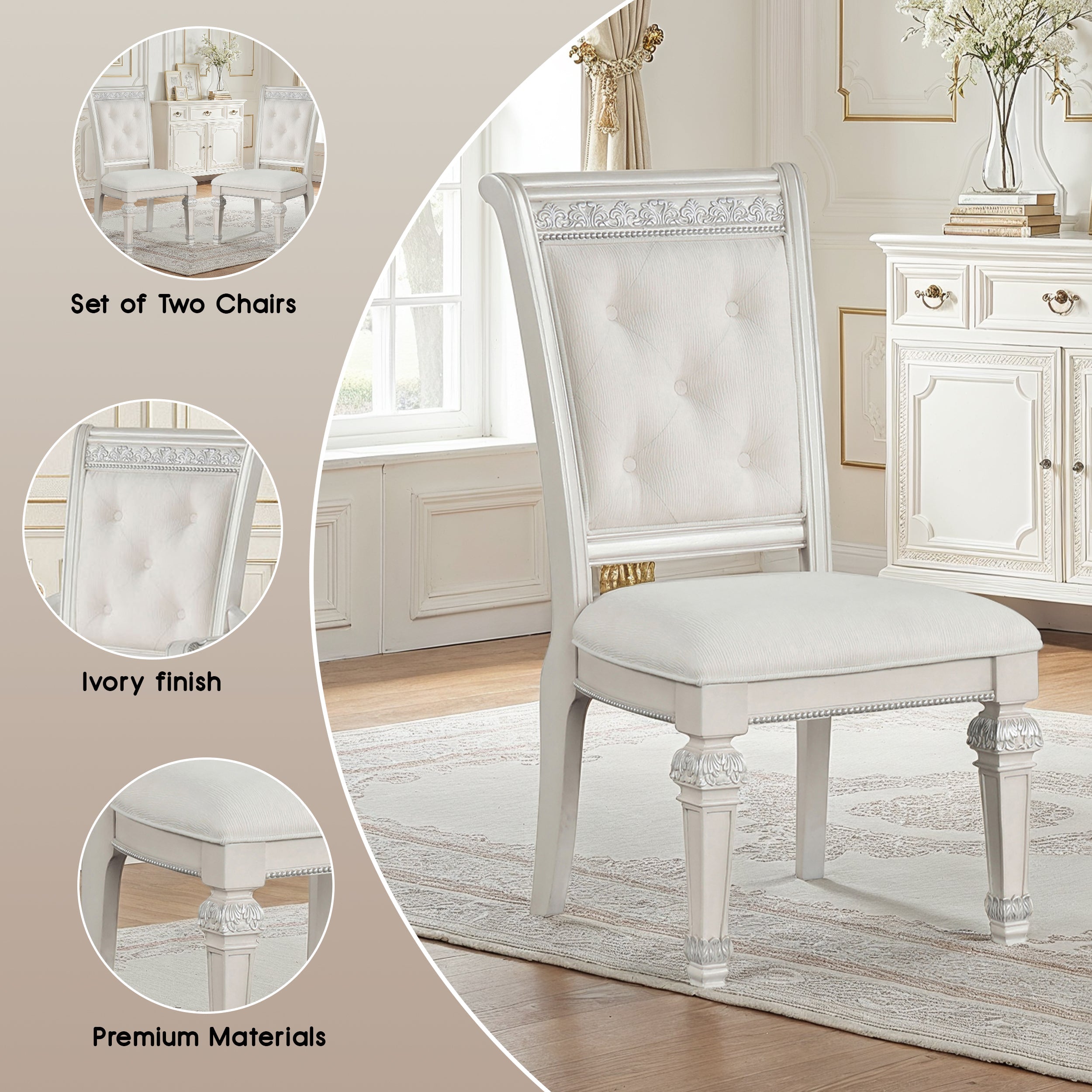 Lucia Di Notte Traditional Side Chair, Set of 2