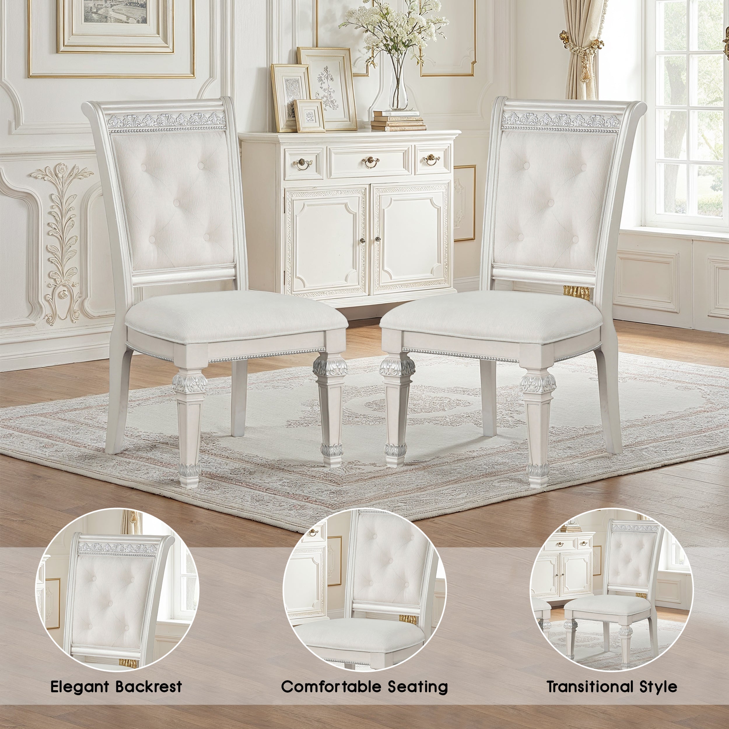 Lucia Di Notte Traditional Side Chair, Set of 2