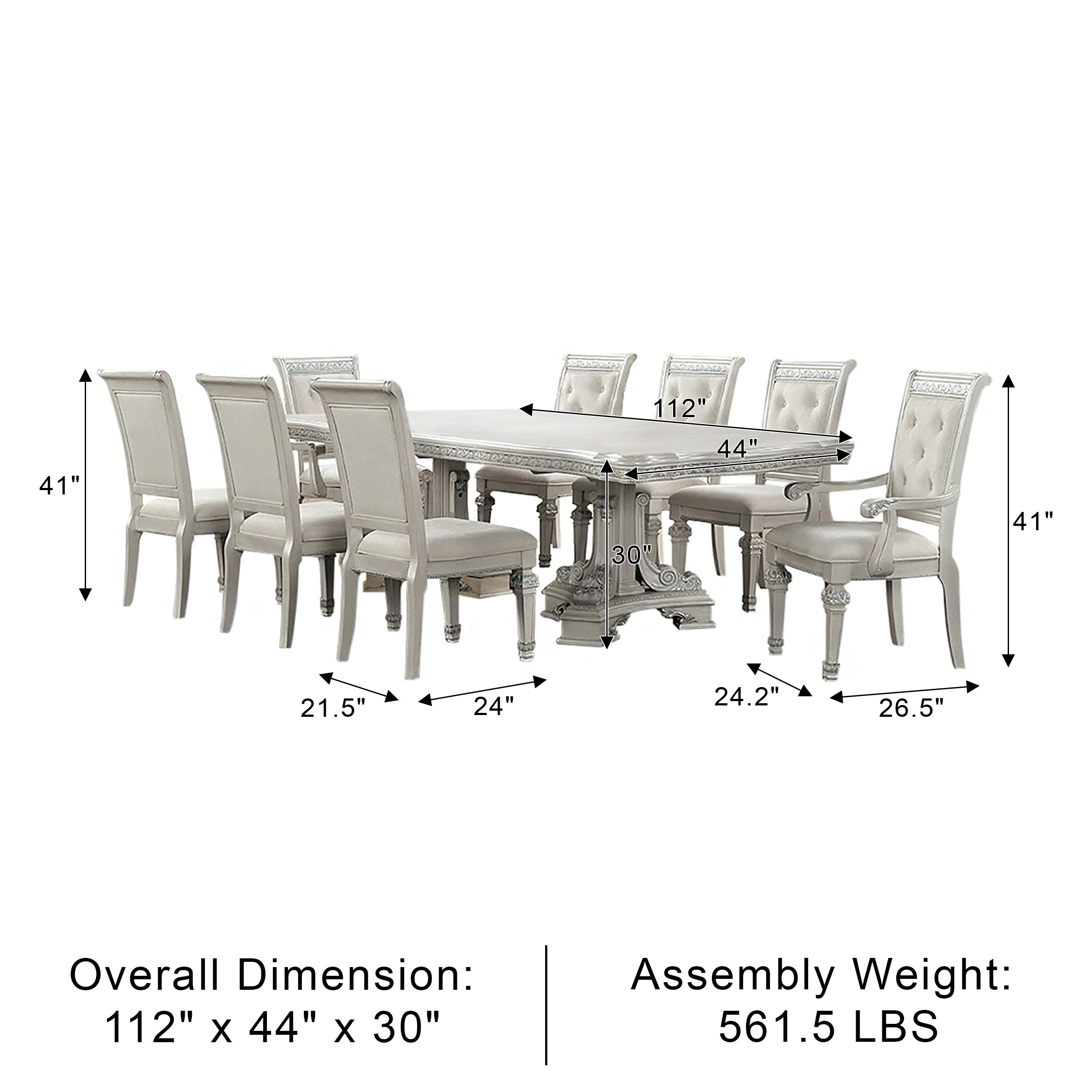 Lucia Di Notte Traditional Dining Set, 7 Pieces