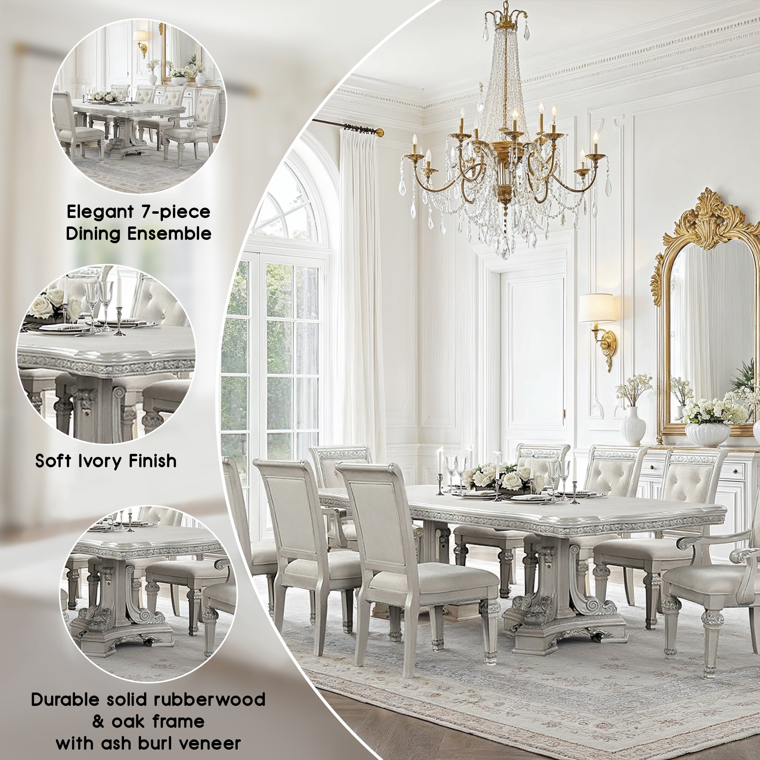 Lucia Di Notte Traditional Dining Set, 7 Pieces