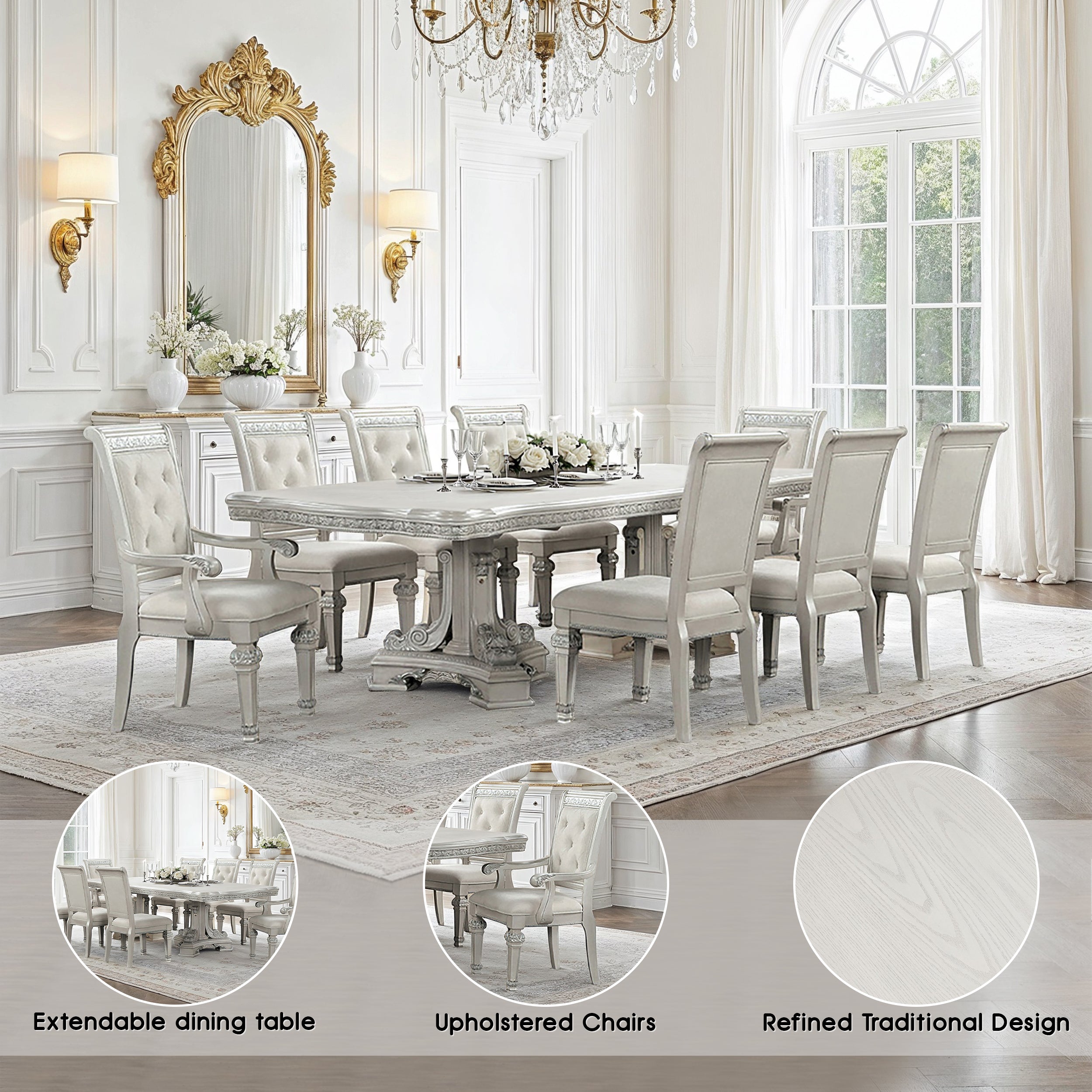 Lucia Di Notte Traditional Dining Set, 7 Pieces