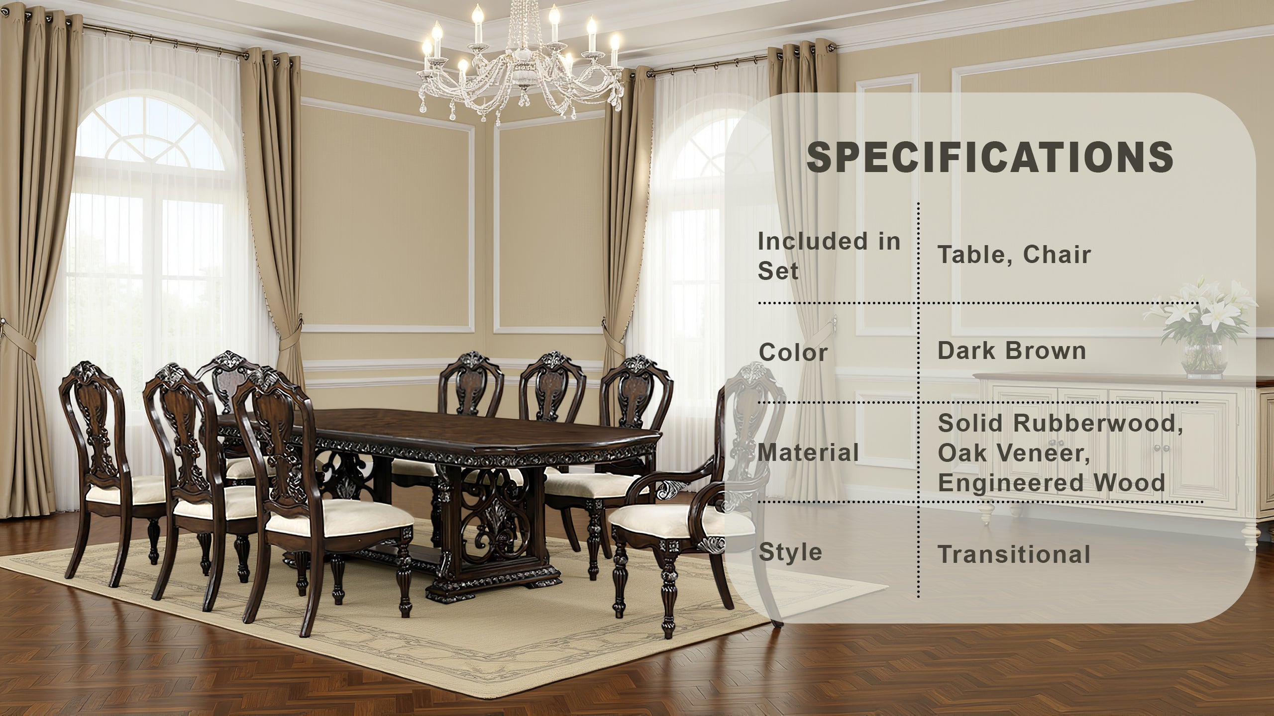 Esplanade Traditional Dining Set, 7 Pieces