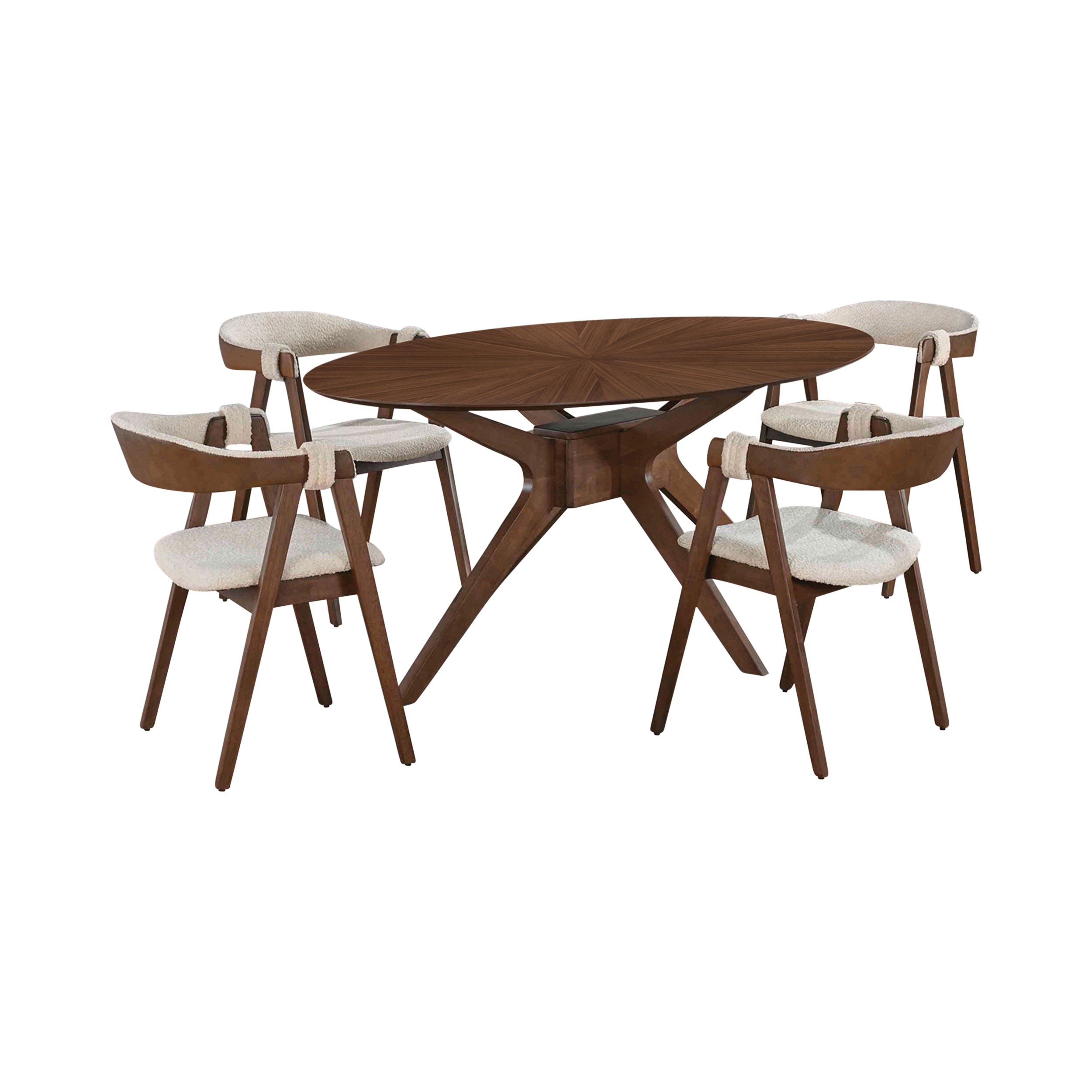 Valken Mid-Century Dining Set, 5 Pieces