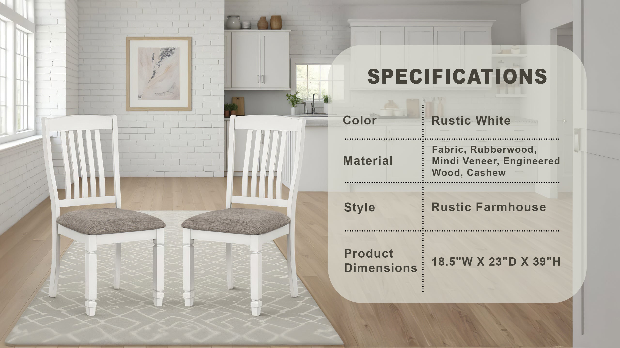 Castora Rustic Farmhouse Chair, Set of 2