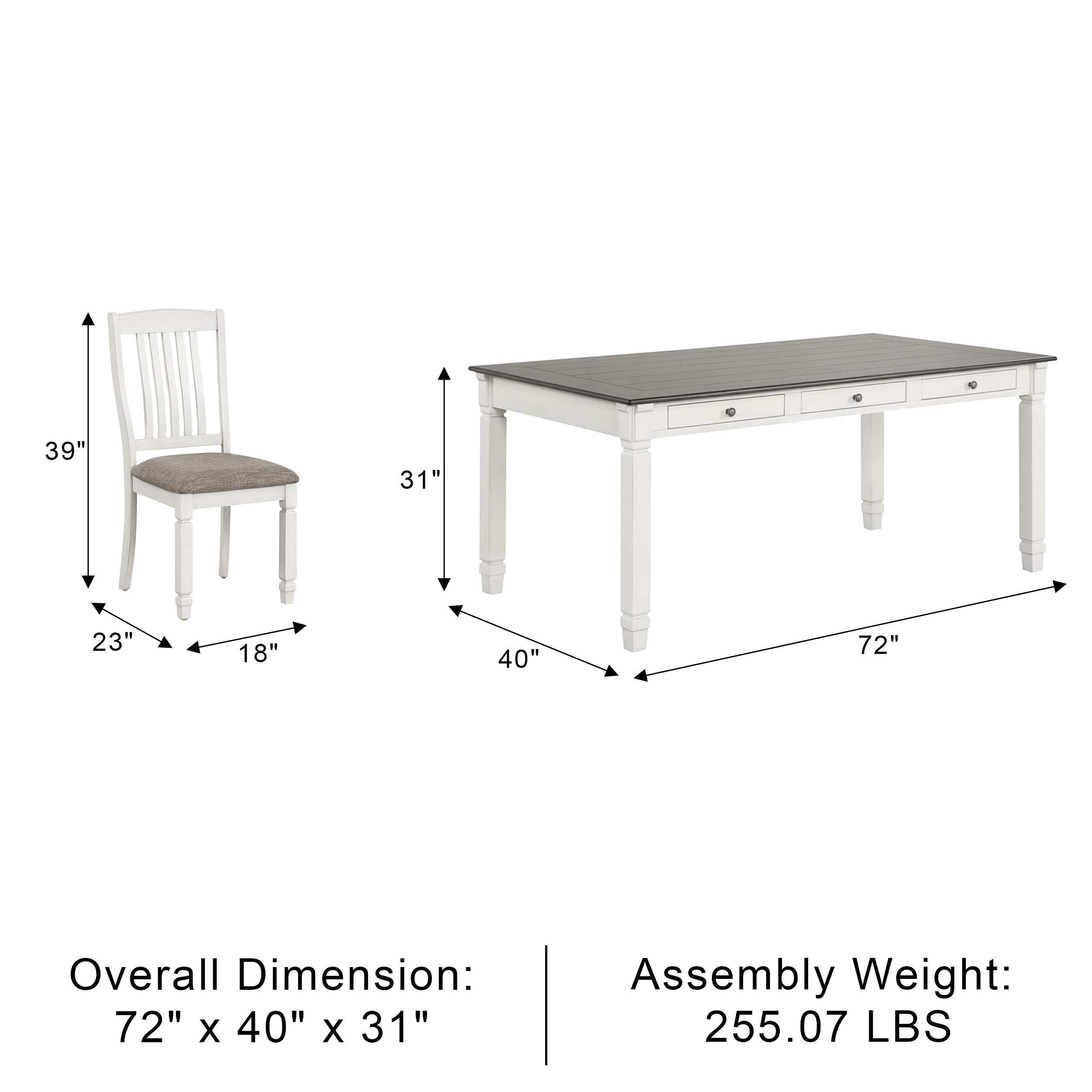 Castora Rustic Farmhouse Dining Set, 7 Pieces