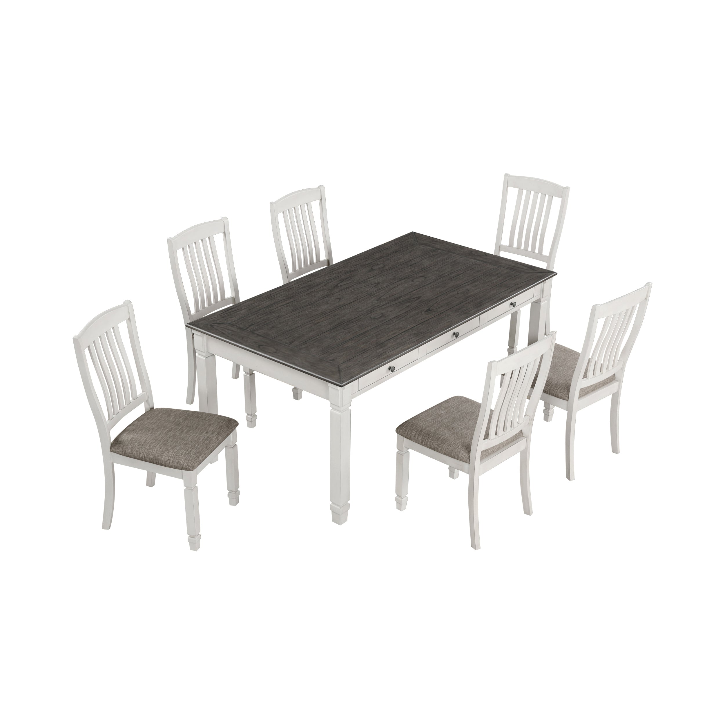 Castora Rustic Farmhouse Dining Set, 7 Pieces