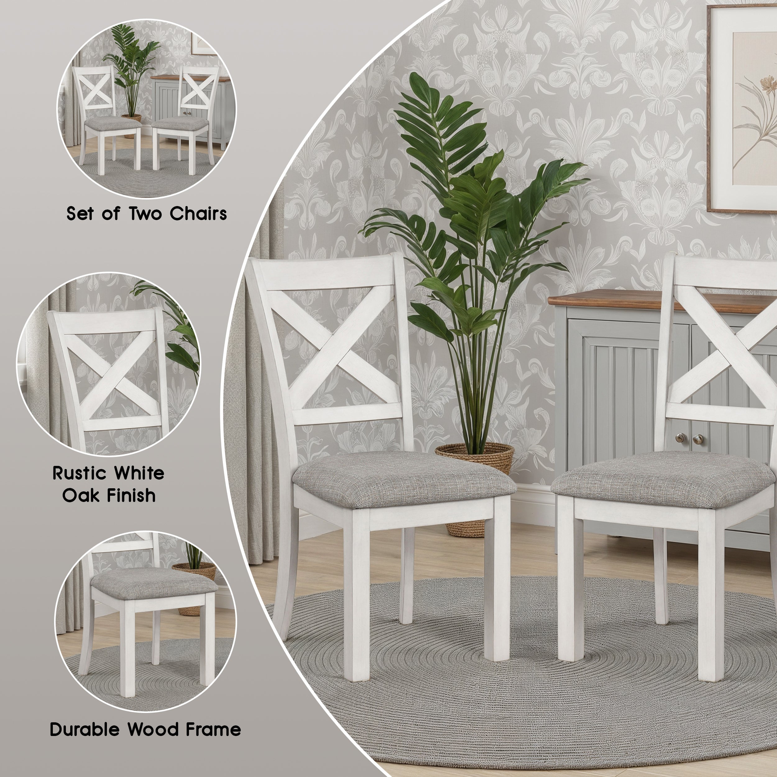 Bellferri Rustic Farmhouse Chair, Set of 2