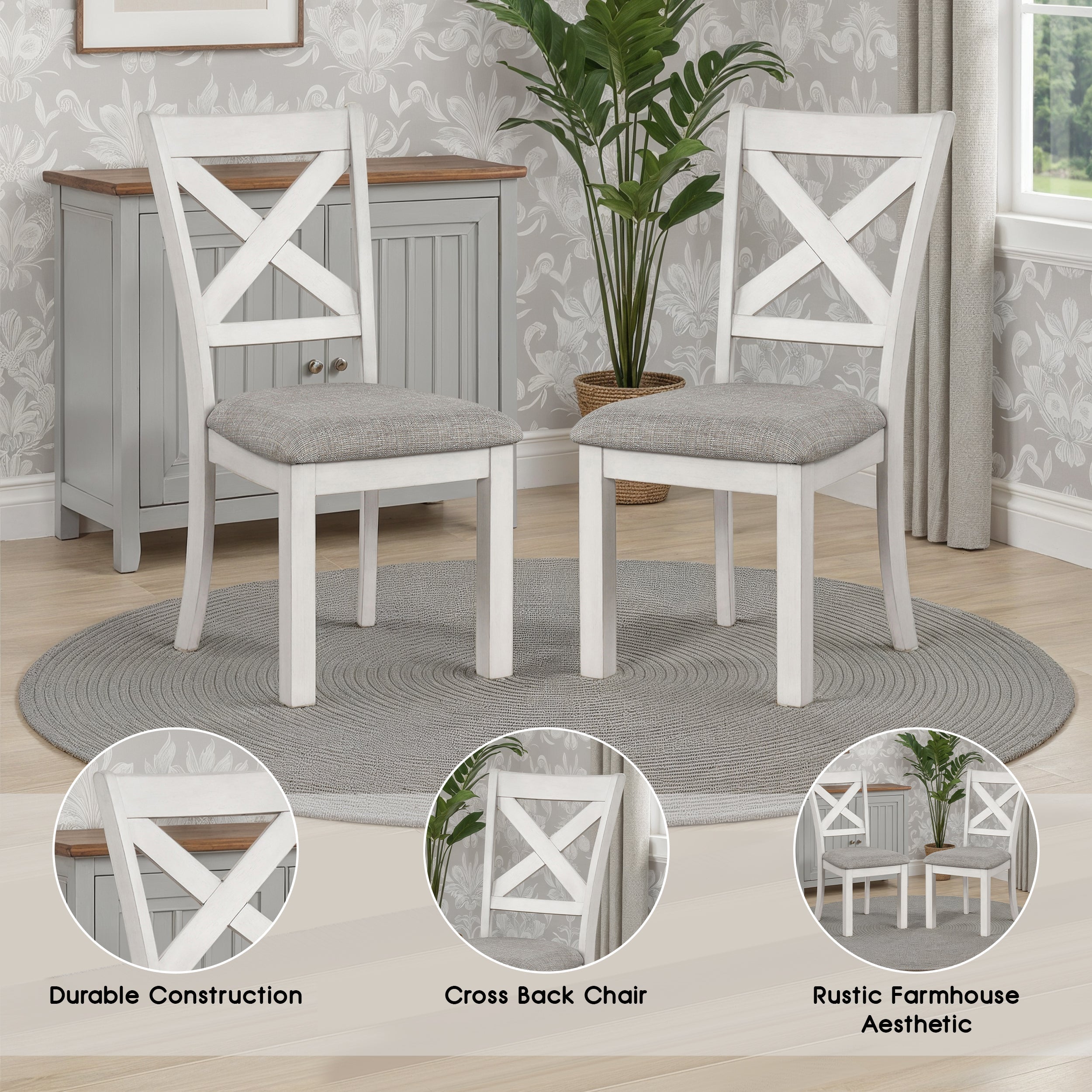 Bellferri Rustic Farmhouse Chair, Set of 2