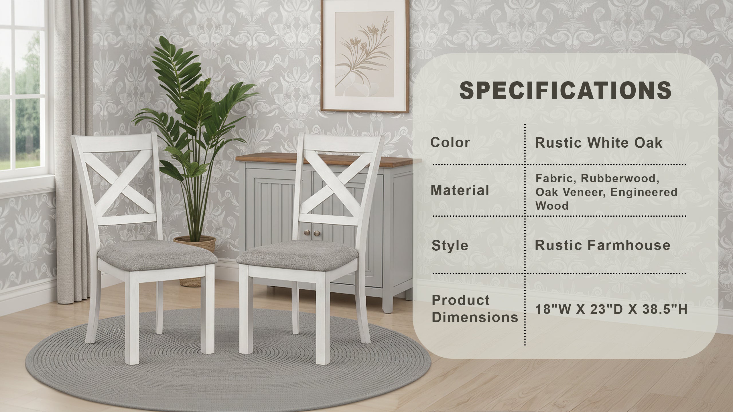 Bellferri Rustic Farmhouse Chair, Set of 2