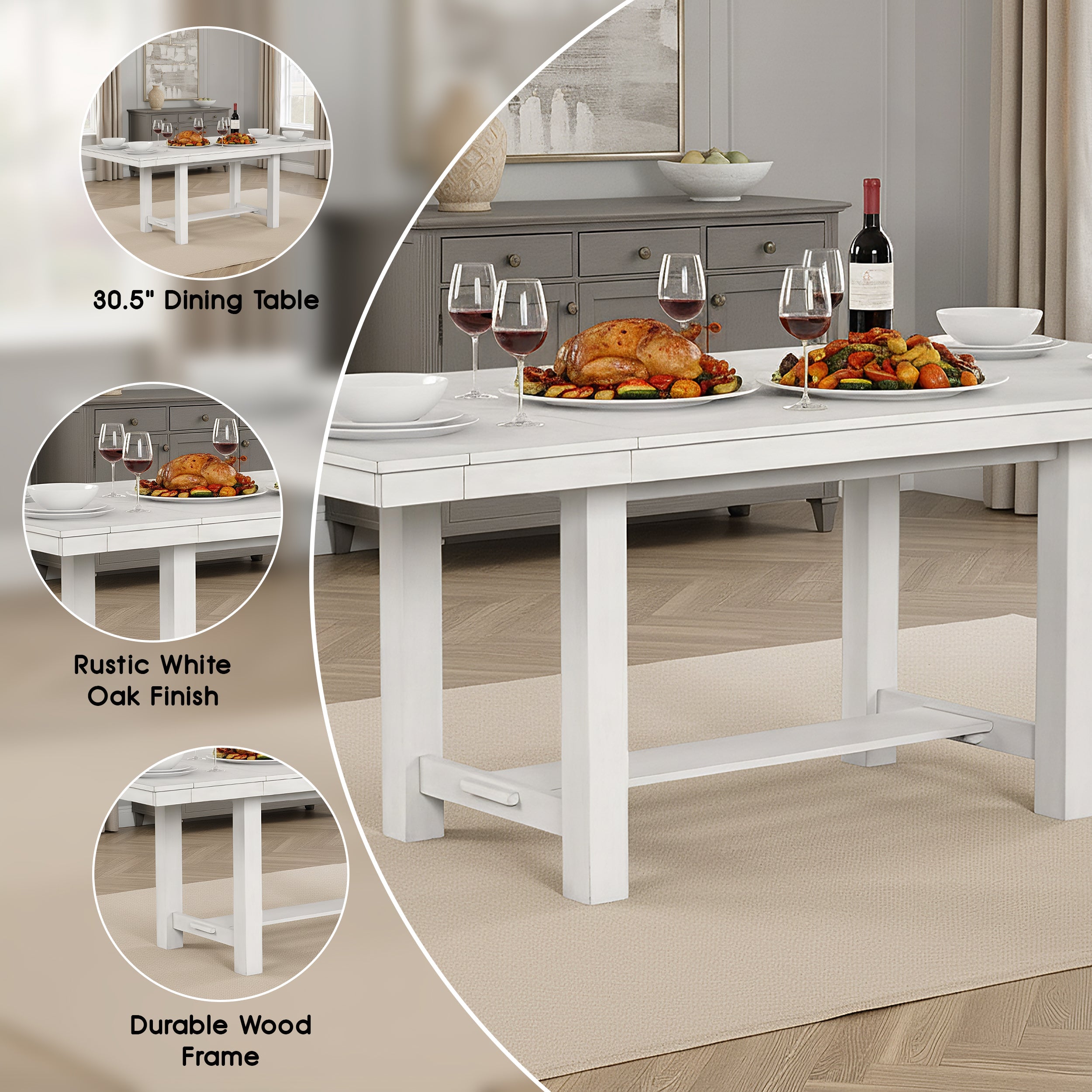 Bellferri Rustic Farmhouse Dining Table