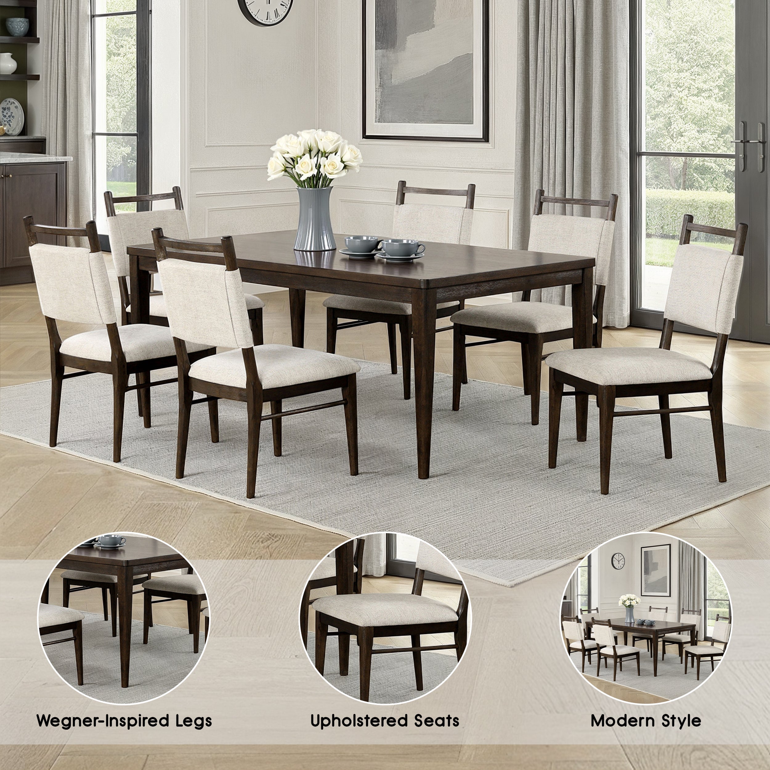 Clarendon Modern Dining Set, 7 Pieces
