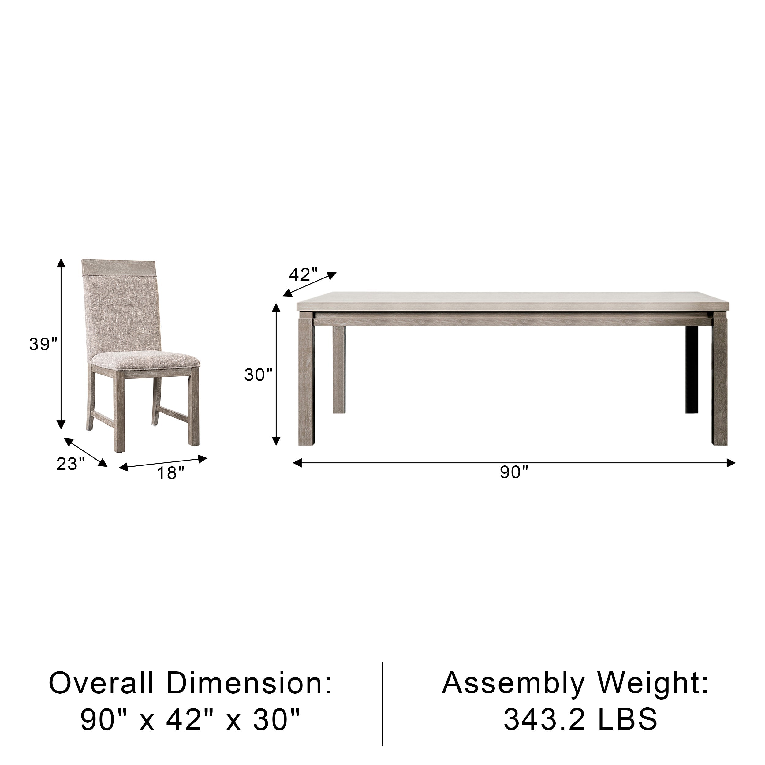 Duralis Transitional Dining Set, 7 Pieces