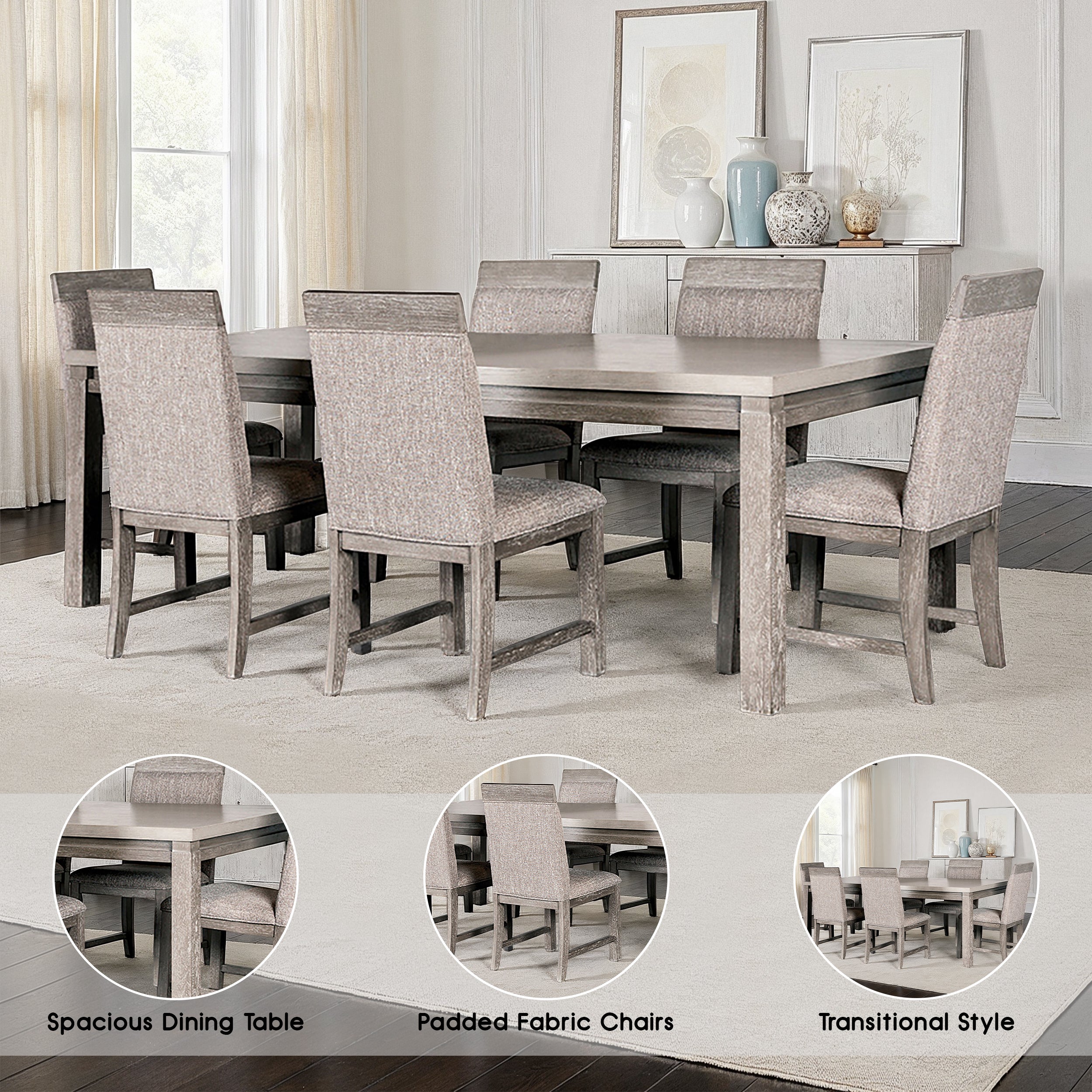 Duralis Transitional Dining Set, 7 Pieces