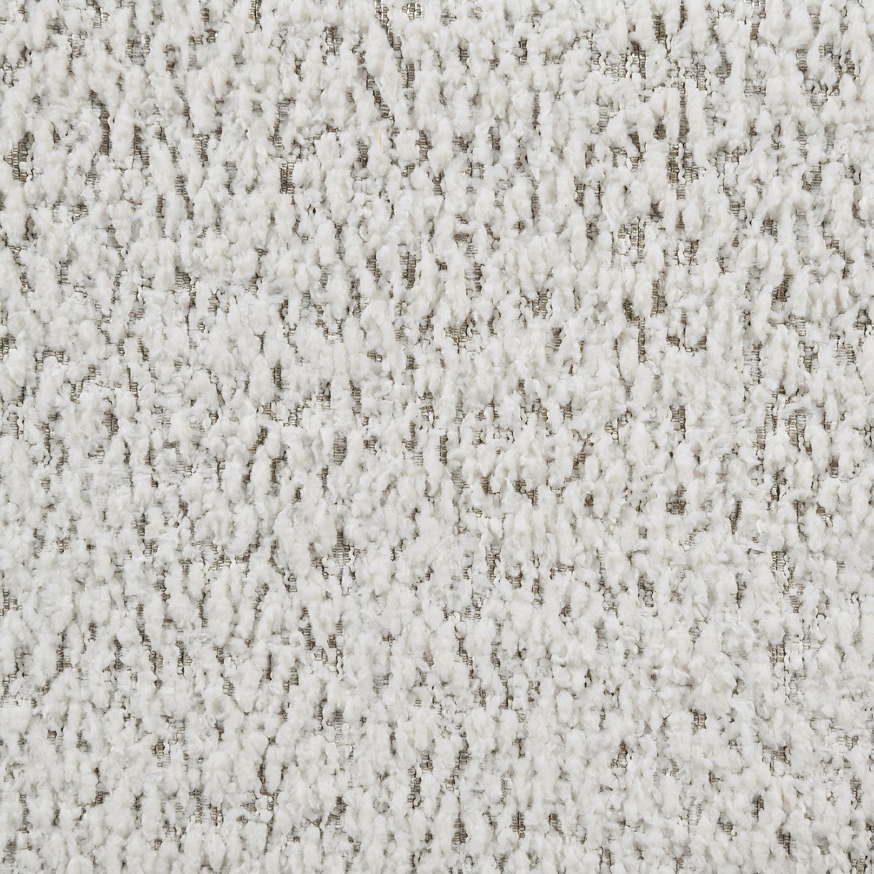 Contemporary Boucle Bed - Padded Vertical Channel Headboard, Round Wood Legs, Mattress Ready