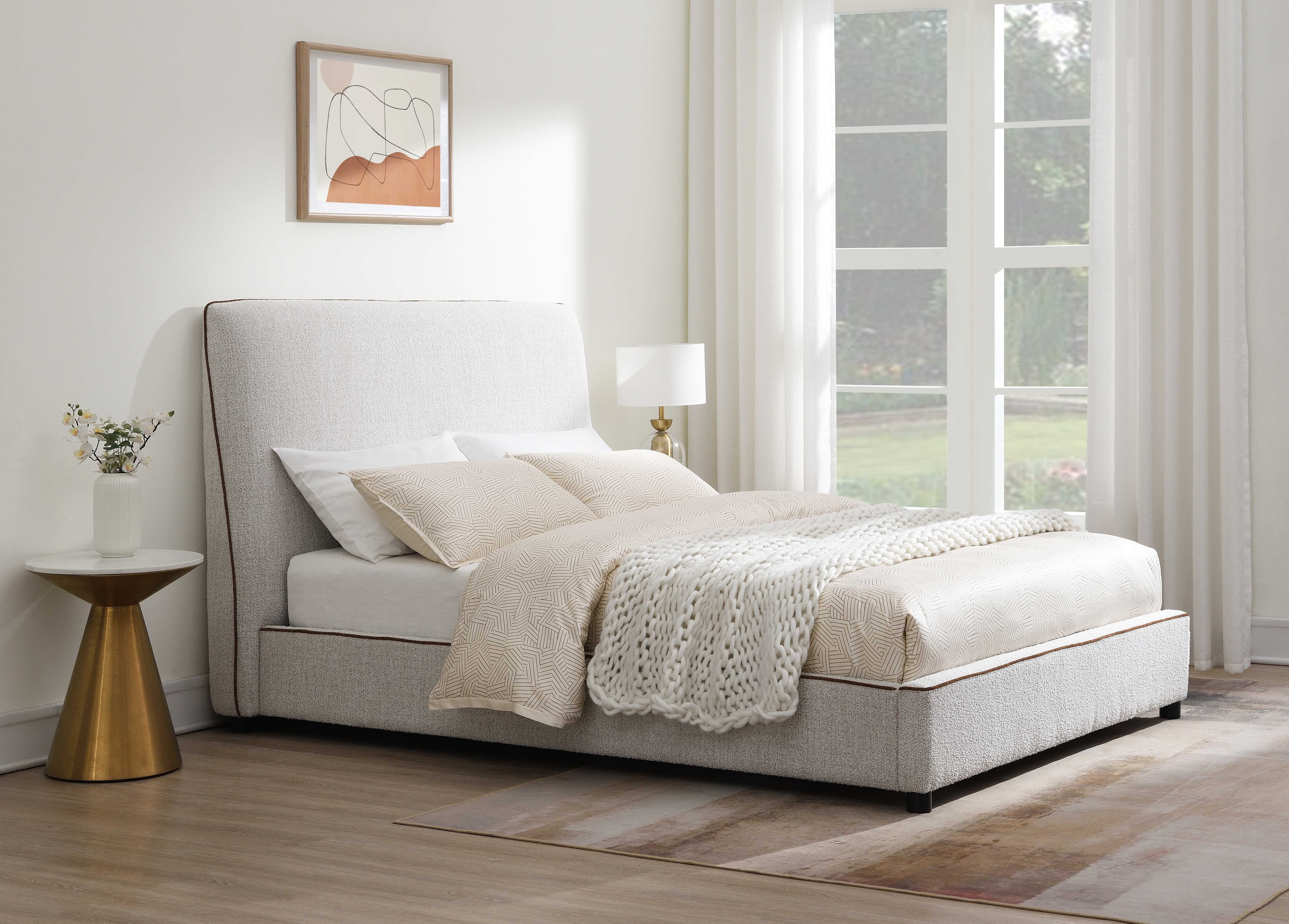 Contemporary Mattress Ready Bed – OEKO-TEX, Brown Contrast Welt