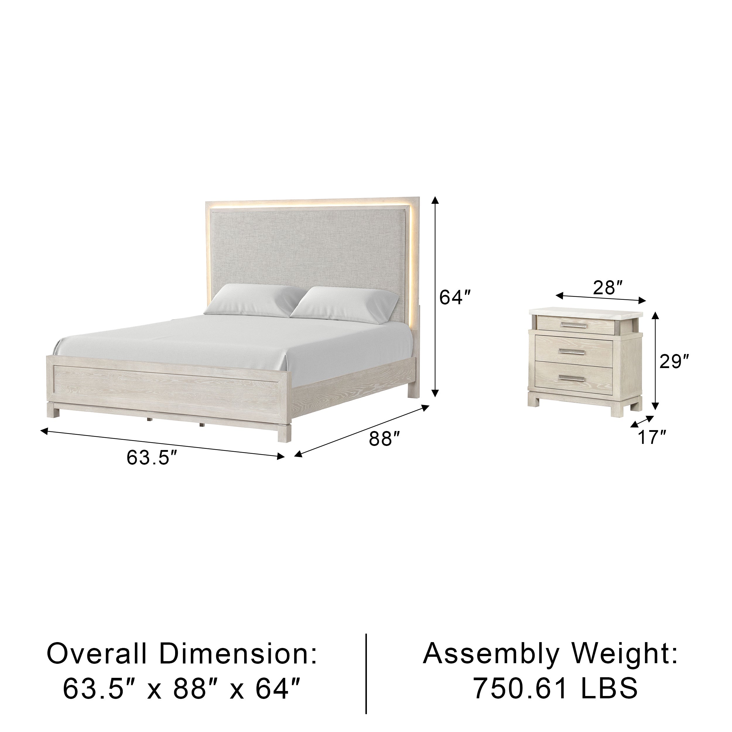 Chavigny Transitional Bedroom Set, 5 Pieces