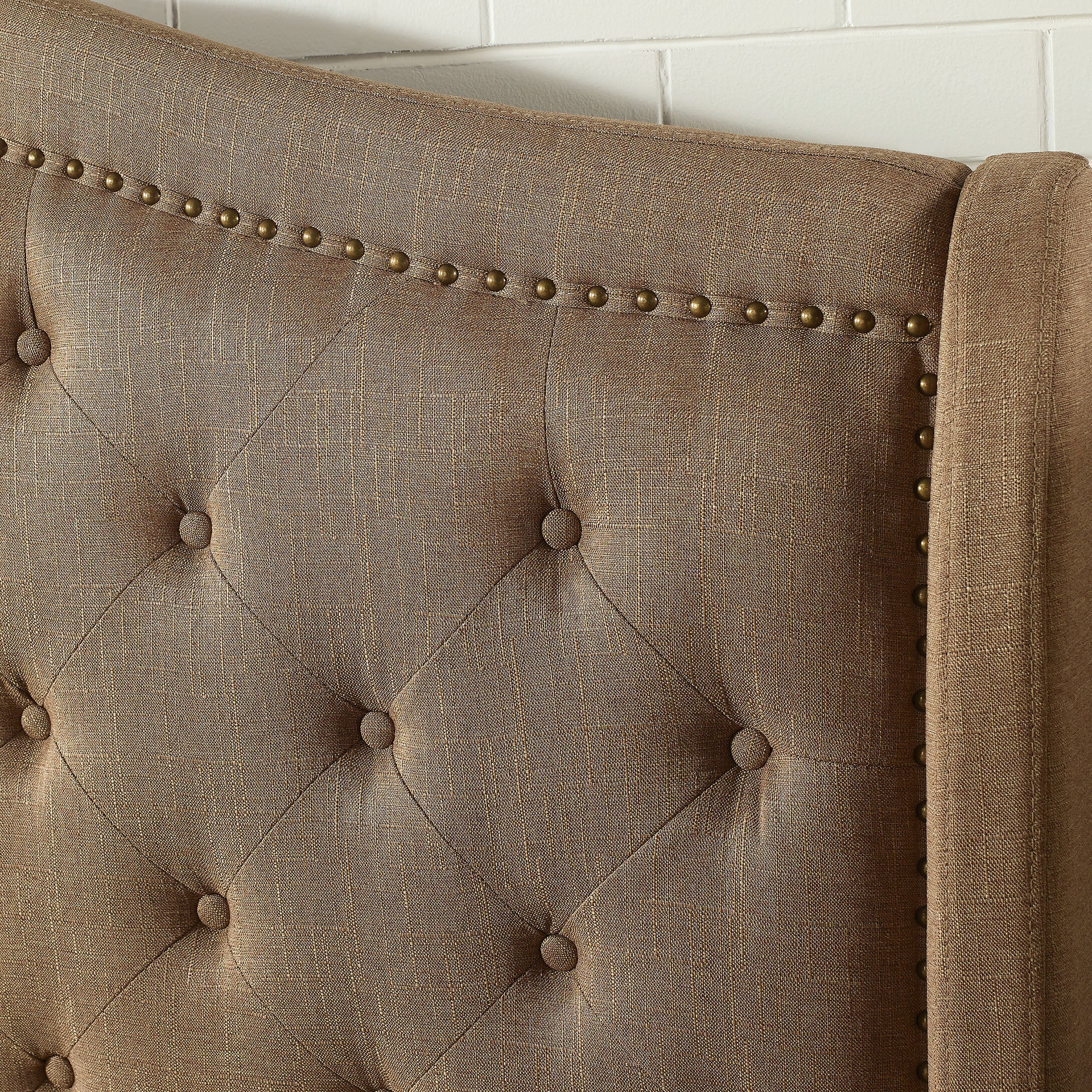 Carly Elegant Tufted Upholstered Camelback Platform Bed Frame