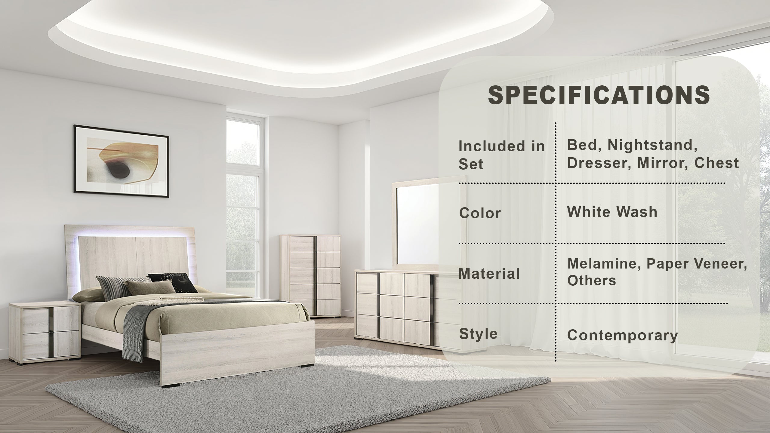 Lyntor Contemporary Bedroom Set, 5 Pieces